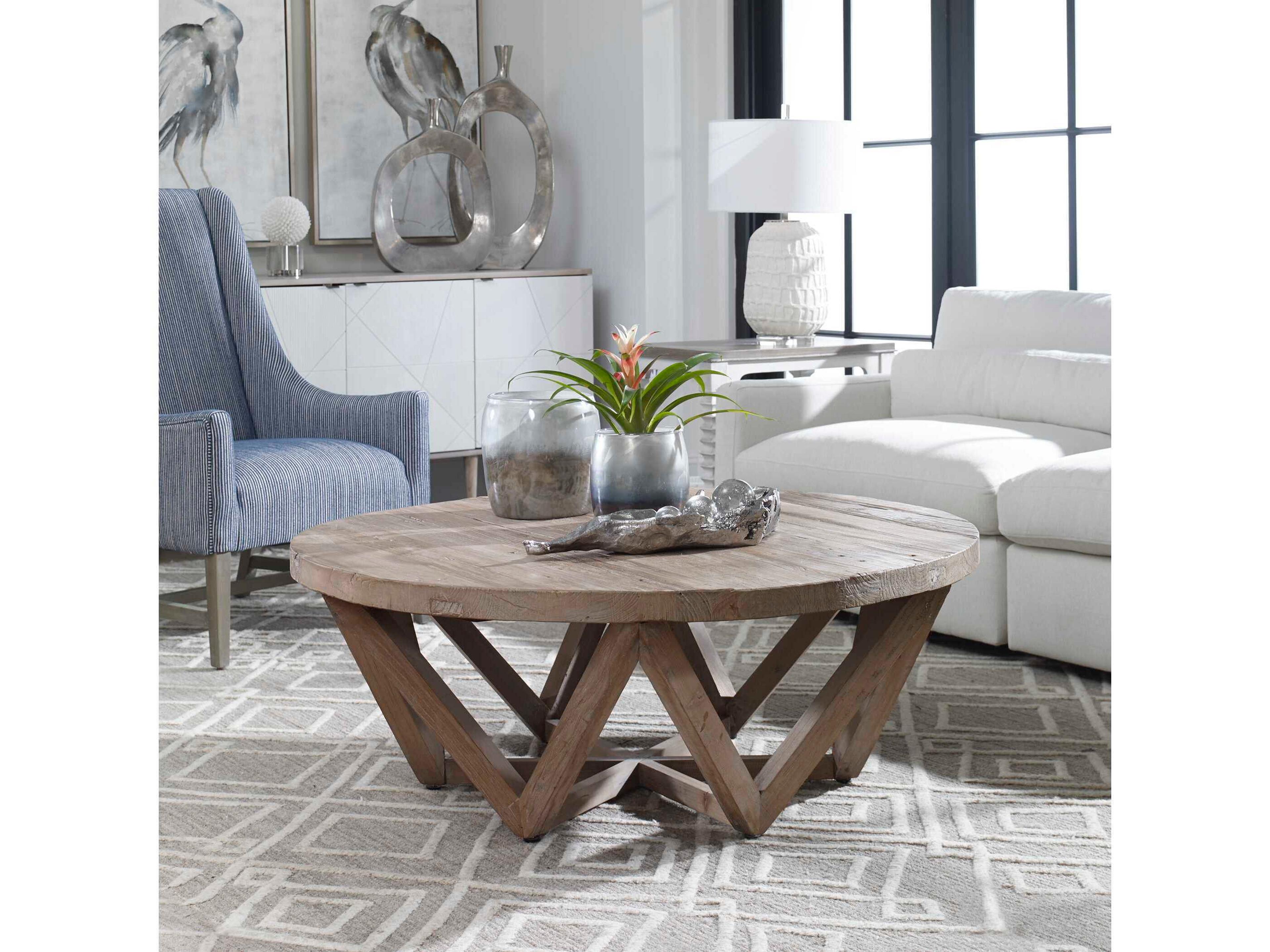 Uttermost Kendry Round Reclaimed Elm Wood Coffee Table