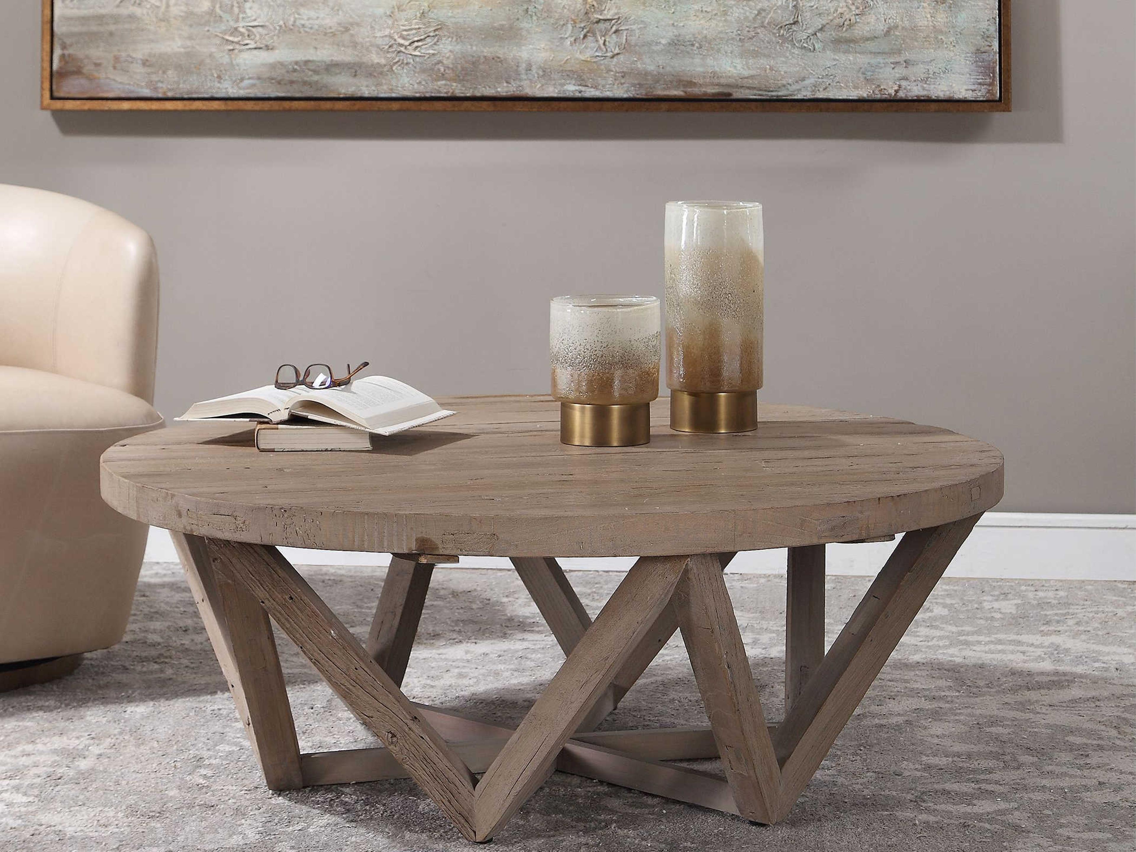 Uttermost Kendry Round Reclaimed Elm Wood Coffee Table