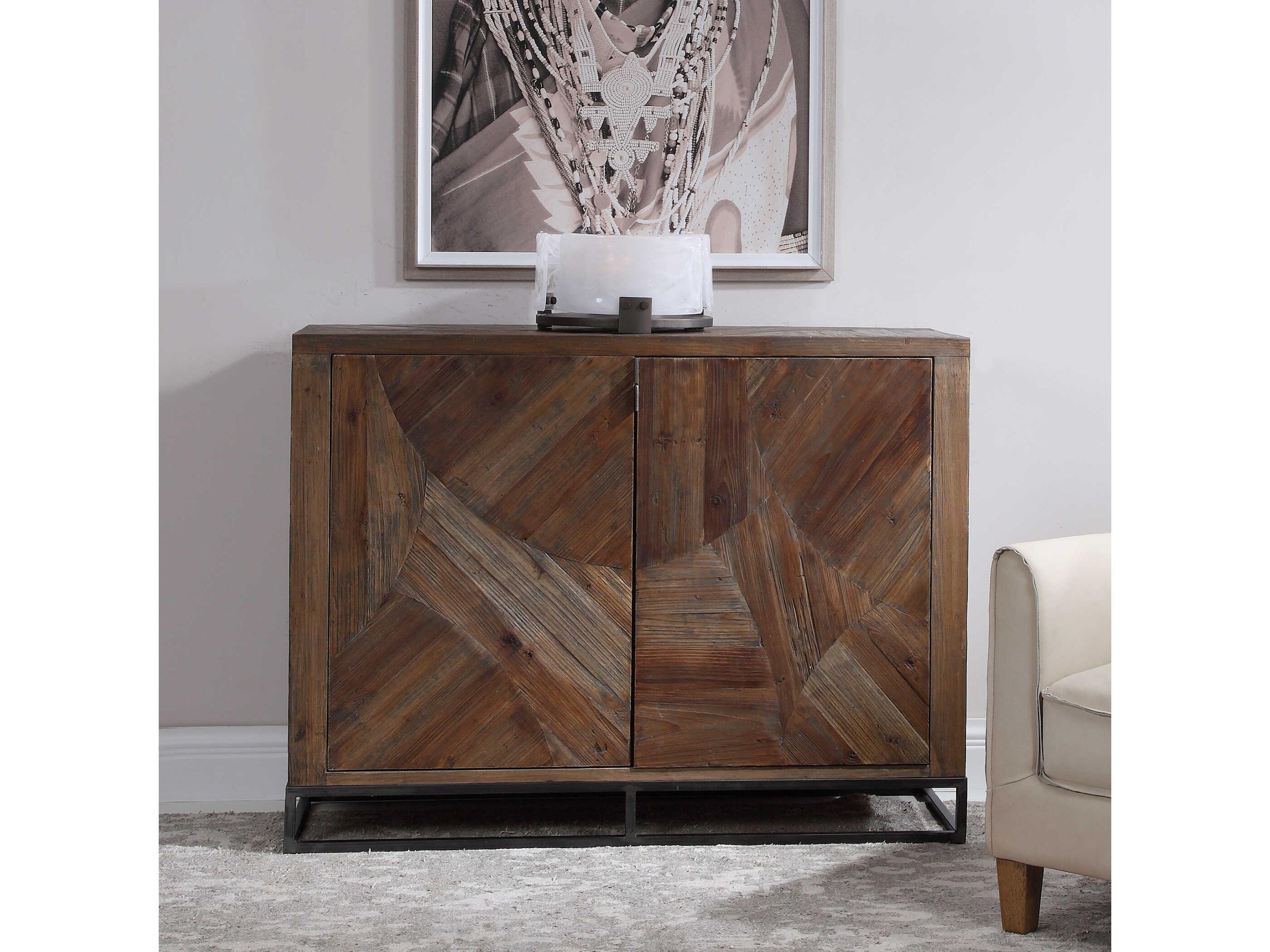 Uttermost Evros Walnut Aged Gunmetal Brown Ply Wood Accent Chest