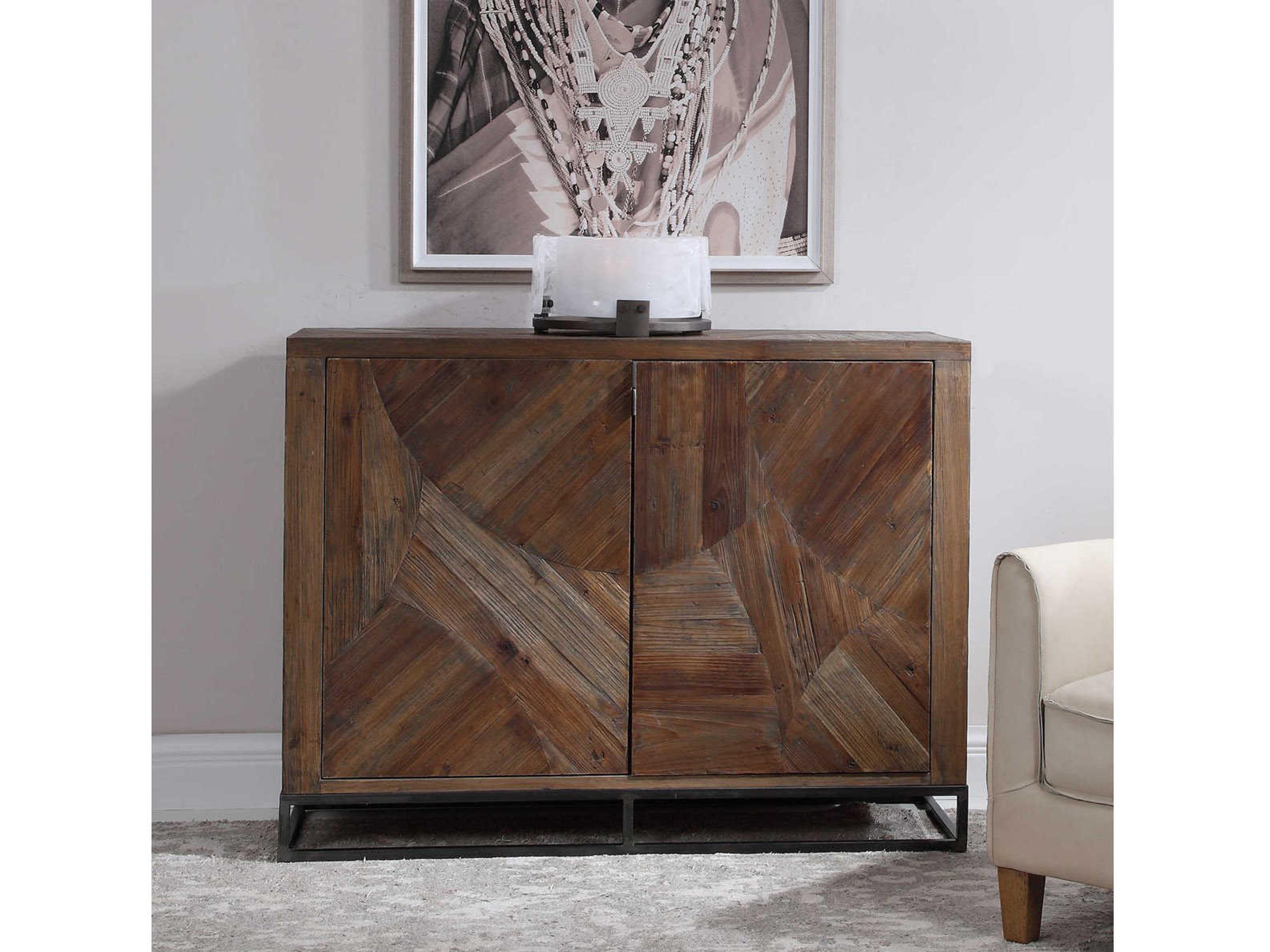 Uttermost Evros Walnut Aged Gunmetal Brown Ply Wood Accent Chest