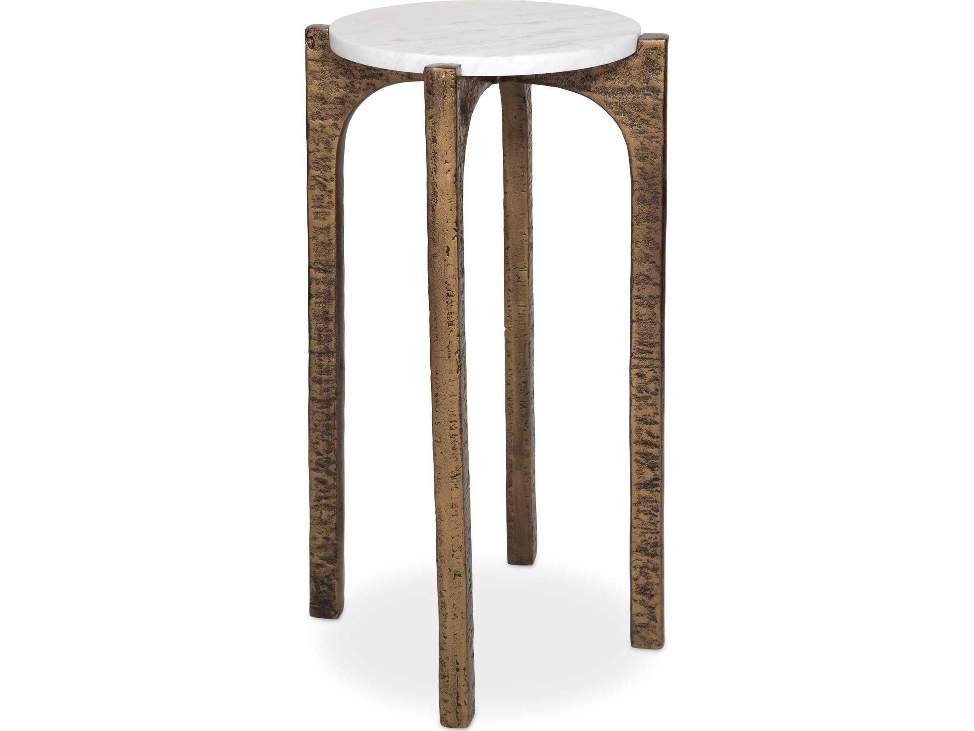 Uttermost Vivi Round Marble Antique Brass End Table