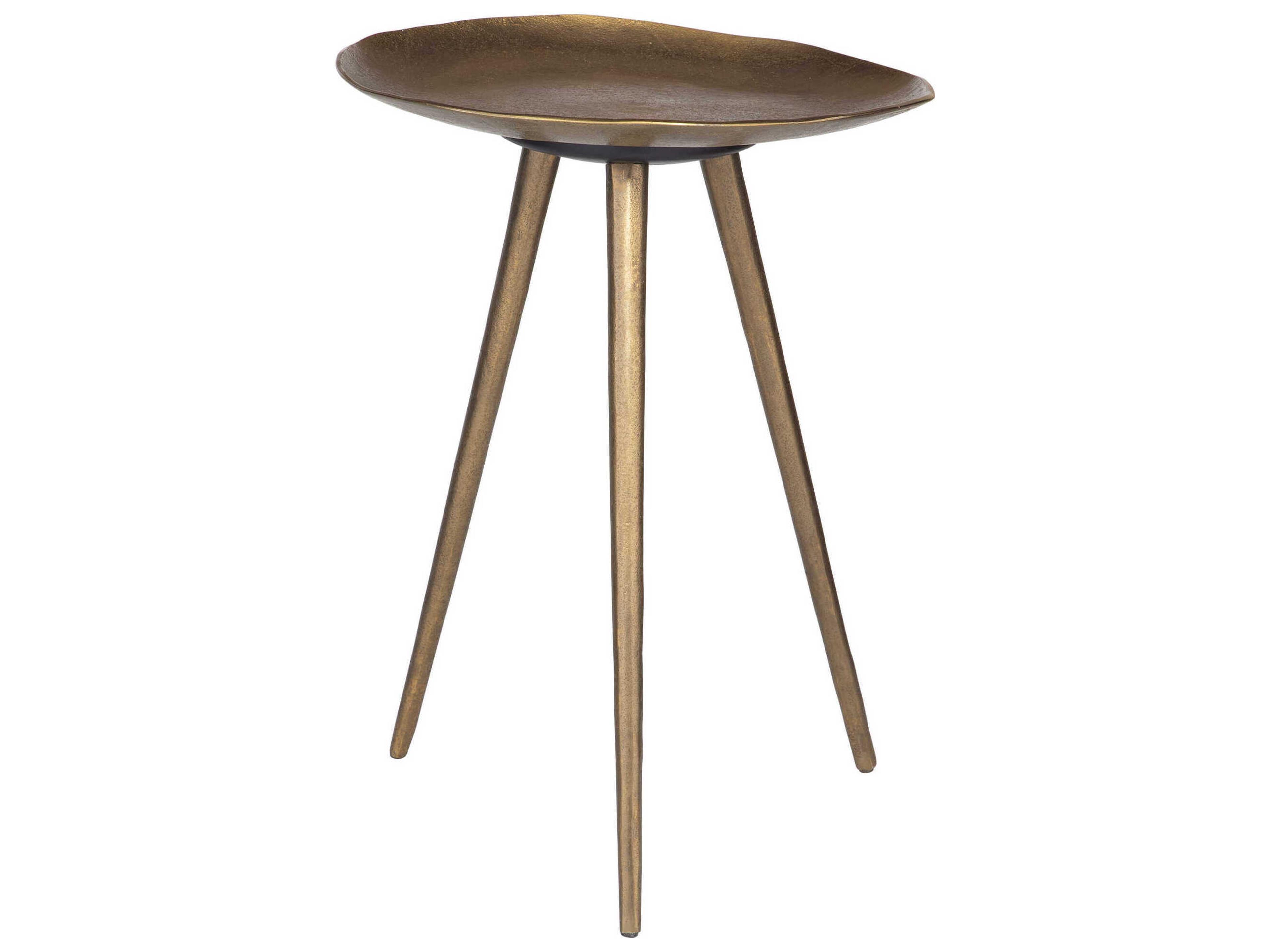 Uttermost Lily Pad Round Metal Antique Brass End Table
