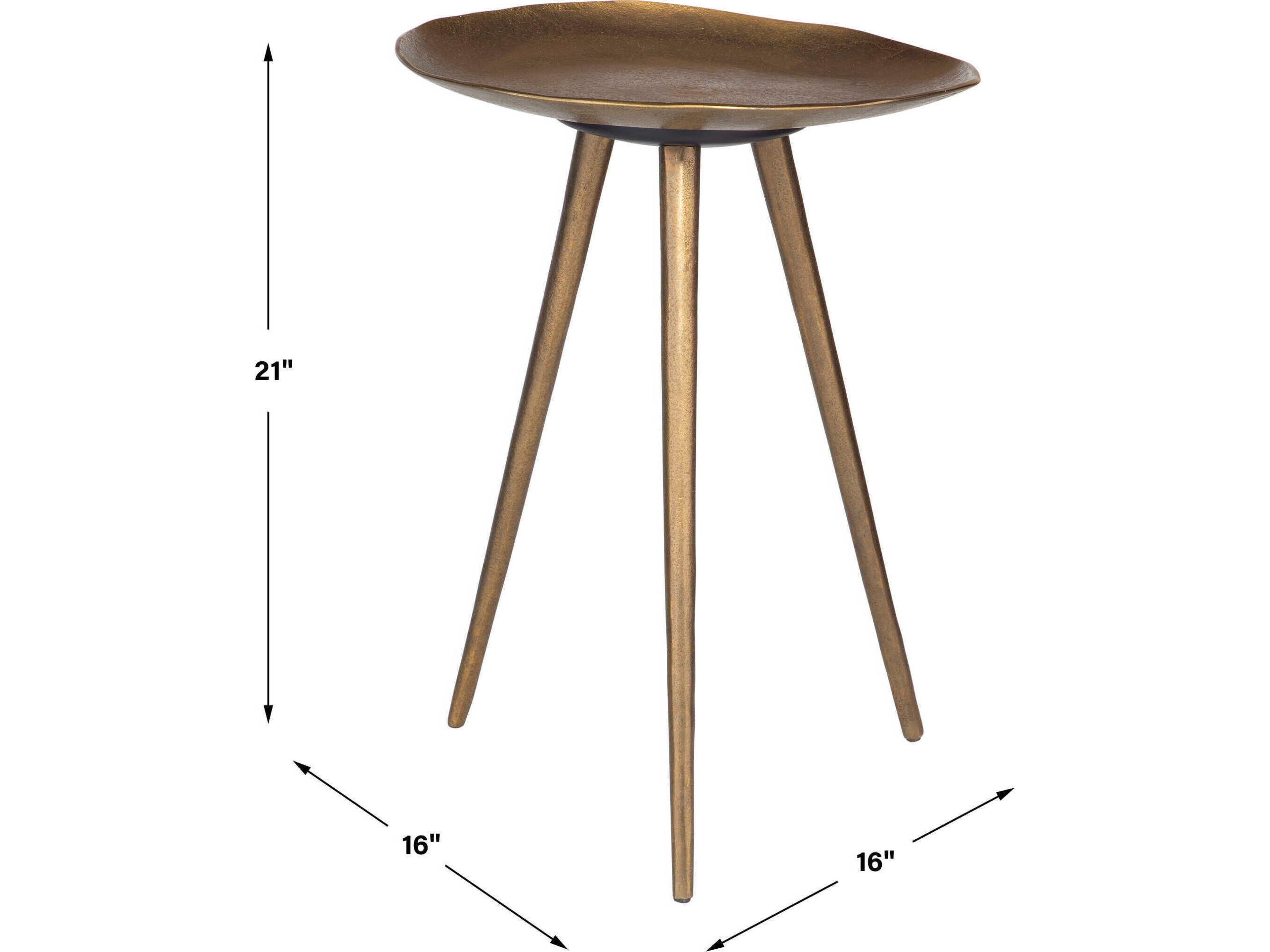 Uttermost Lily Pad Round Metal Antique Brass End Table