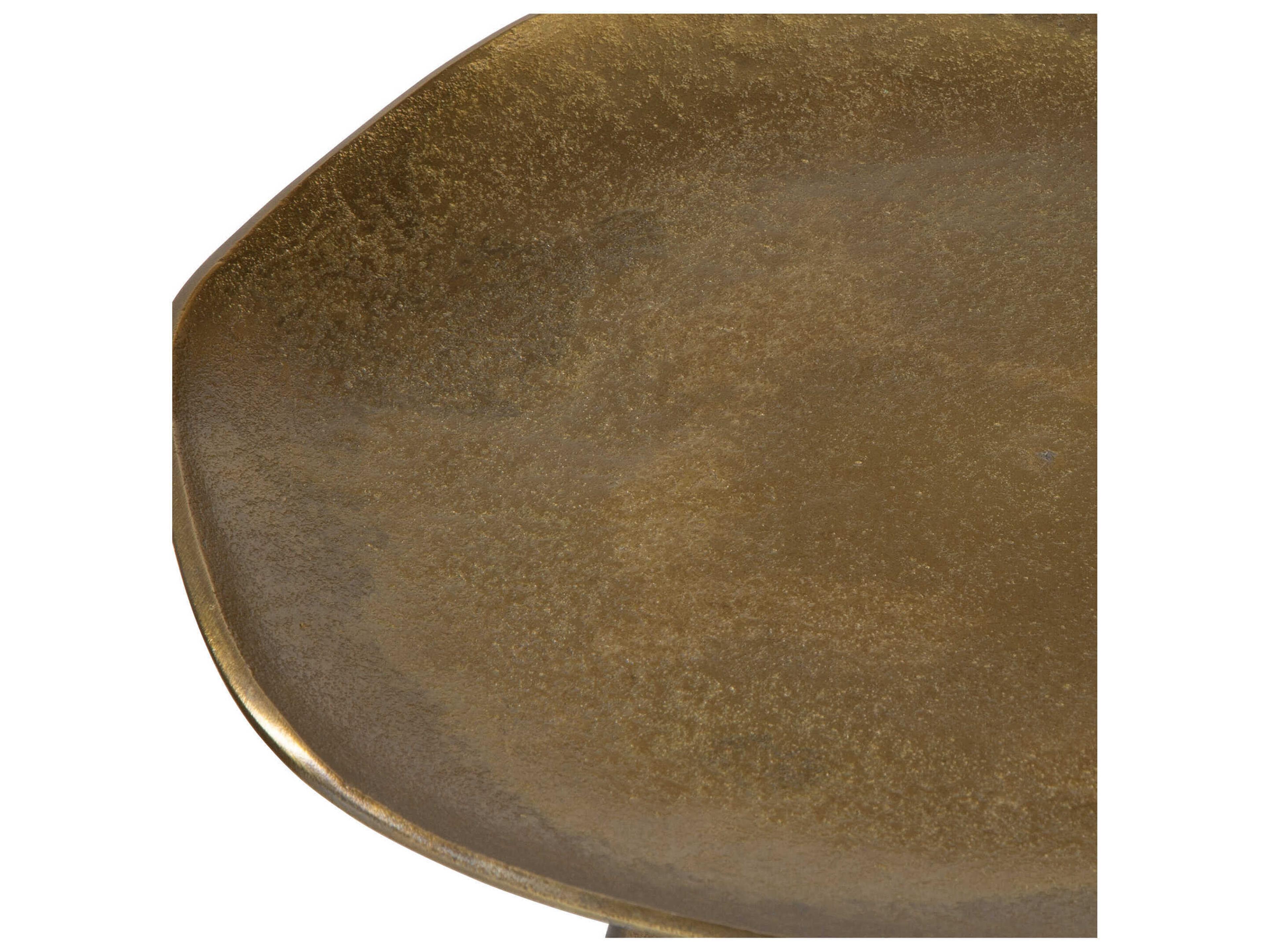 Uttermost Lily Pad Round Metal Antique Brass End Table