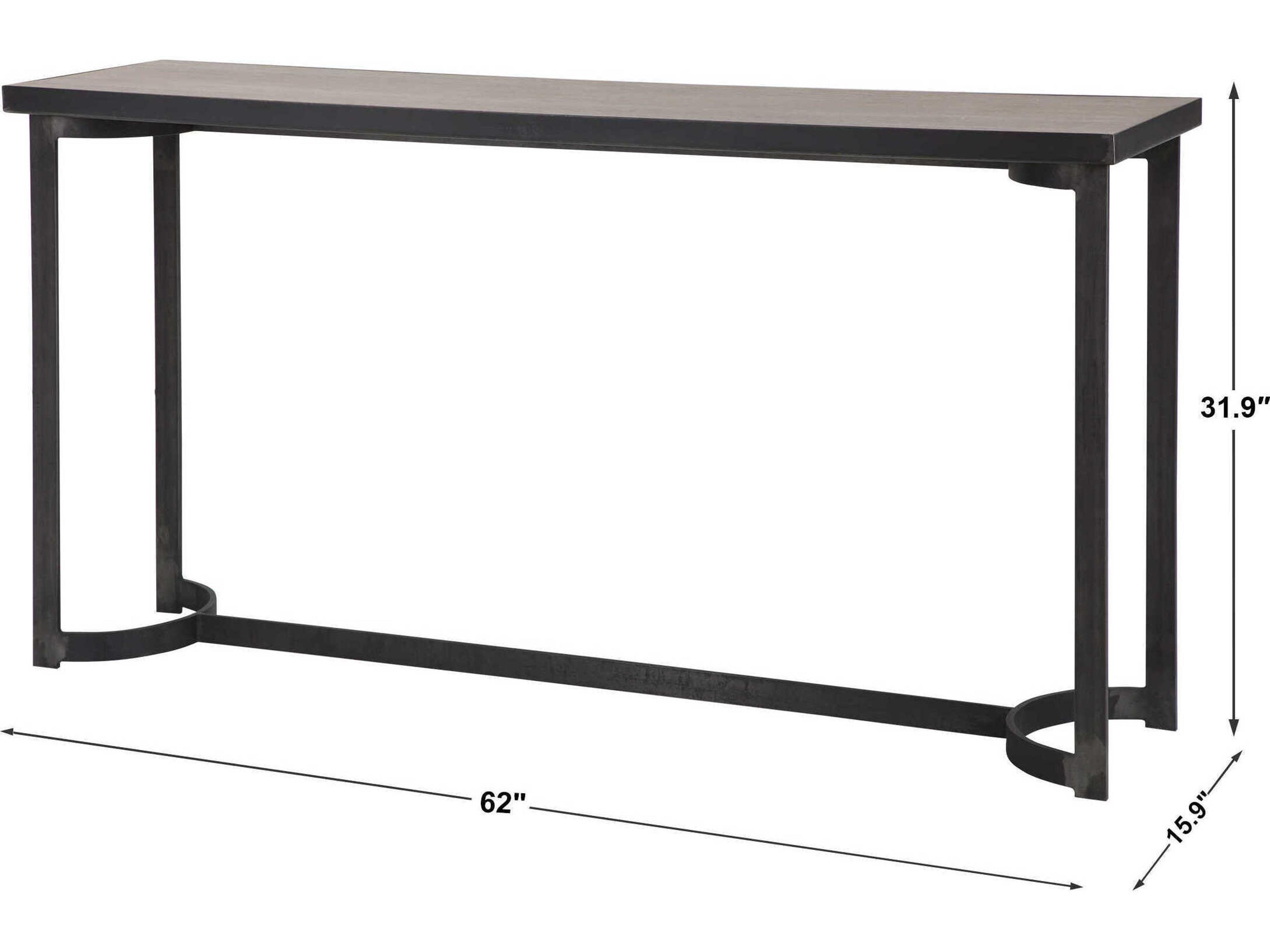 Uttermost Basuto Steel Rectangular Wood Natural Oak Light Gray Console Table