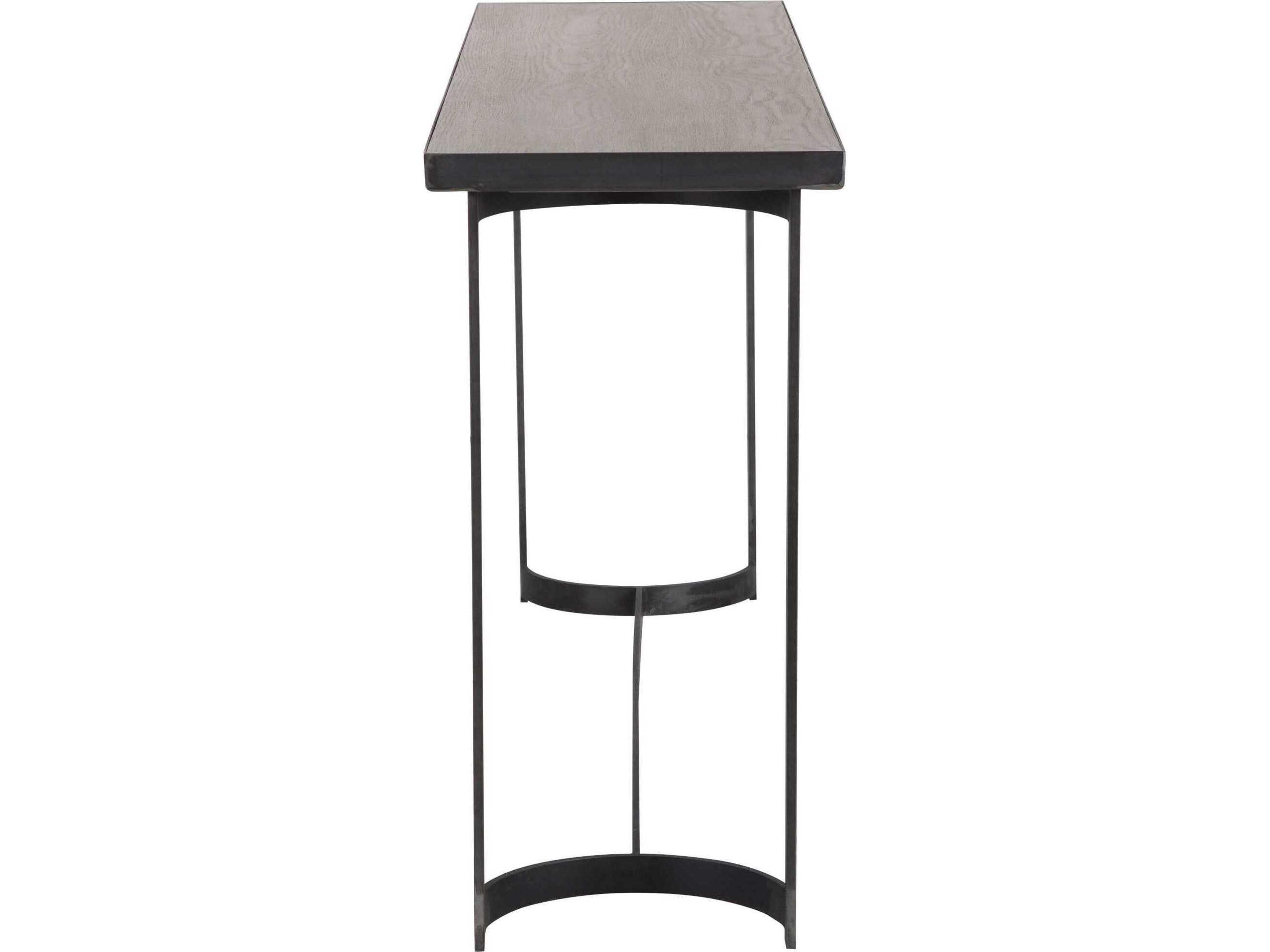 Uttermost Basuto Steel Rectangular Wood Natural Oak Light Gray Console Table