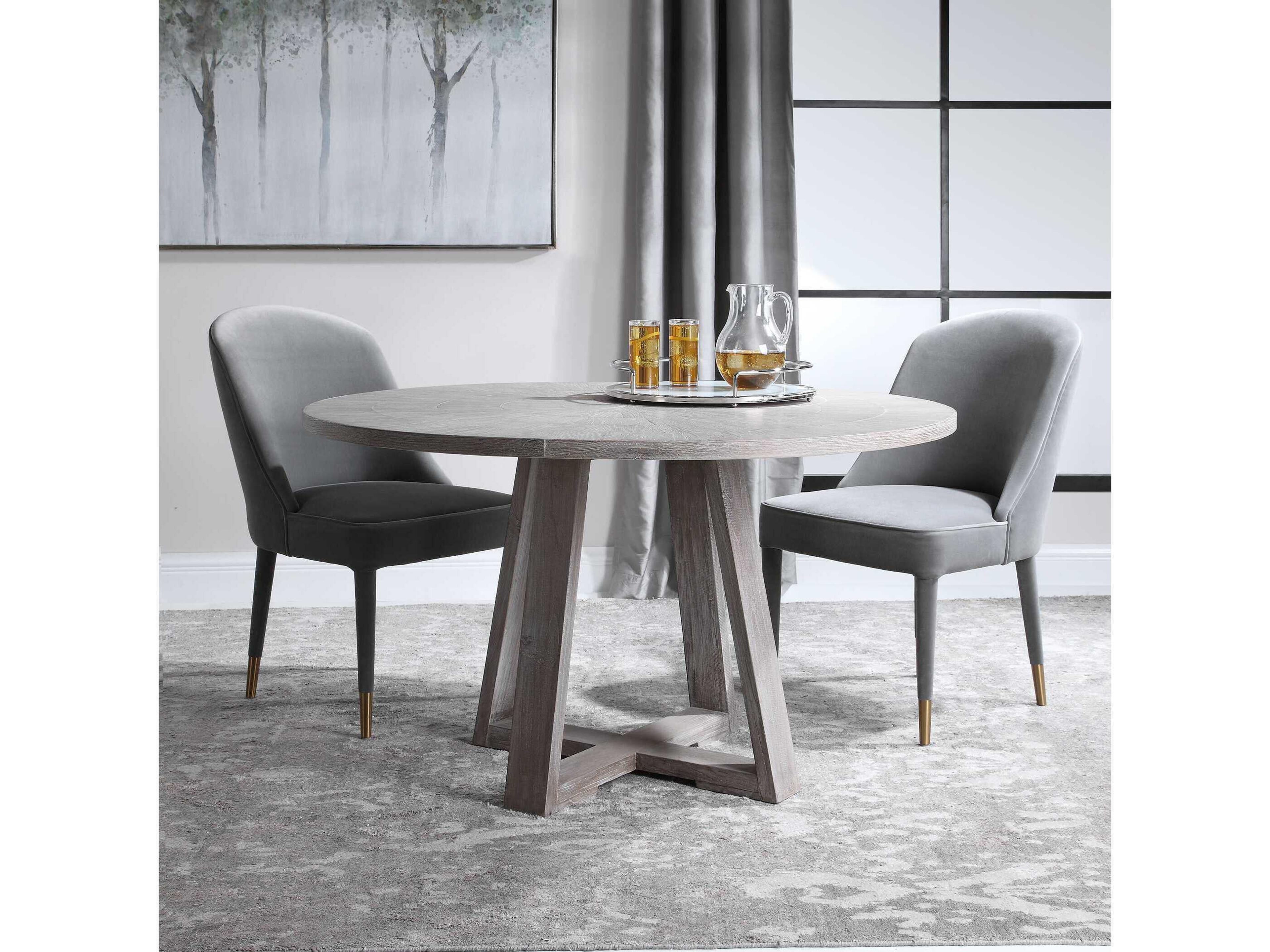 Uttermost Gidran Round Wood Soft Gray Dining Table