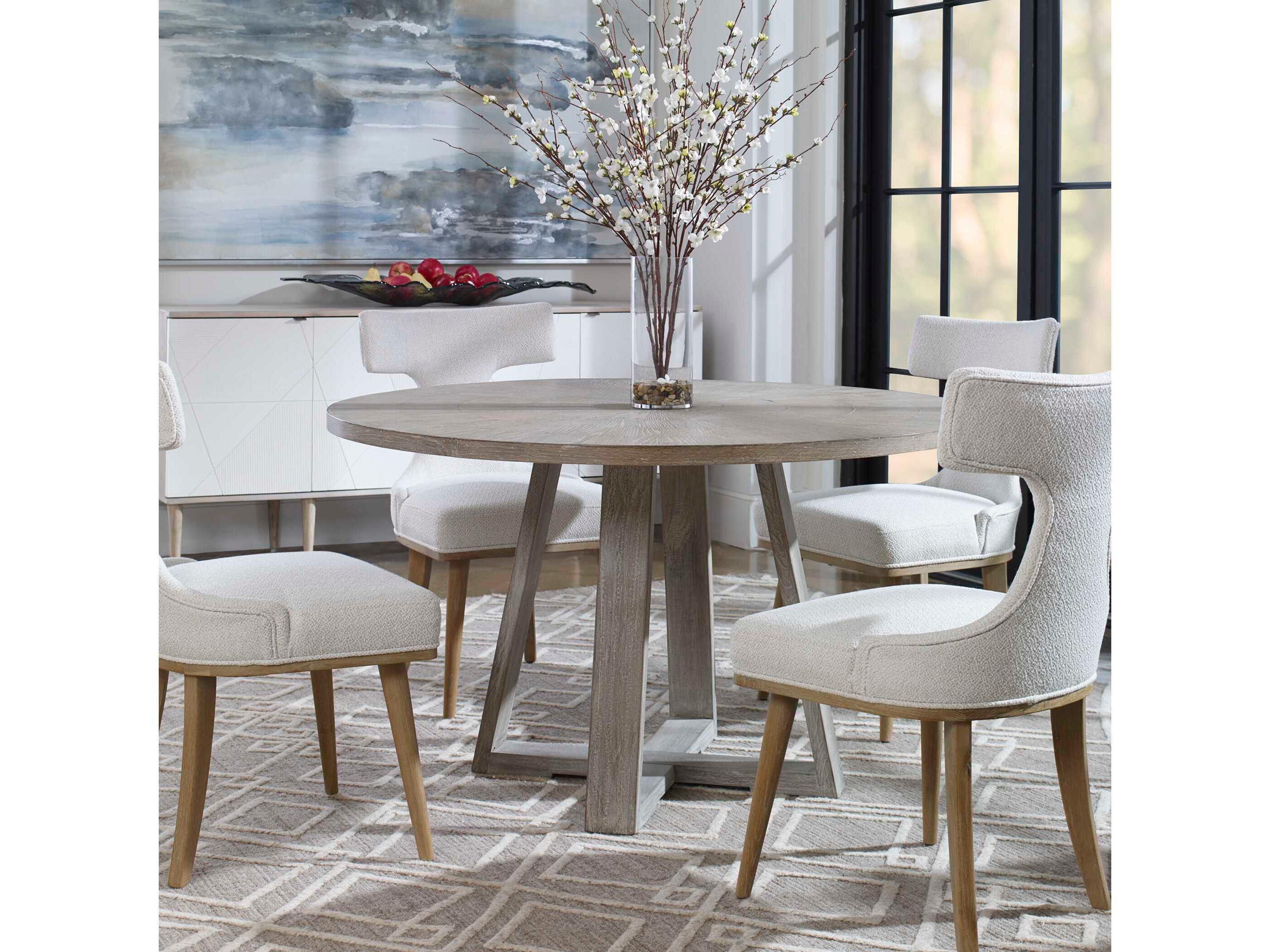 Uttermost Gidran Round Wood Soft Gray Dining Table
