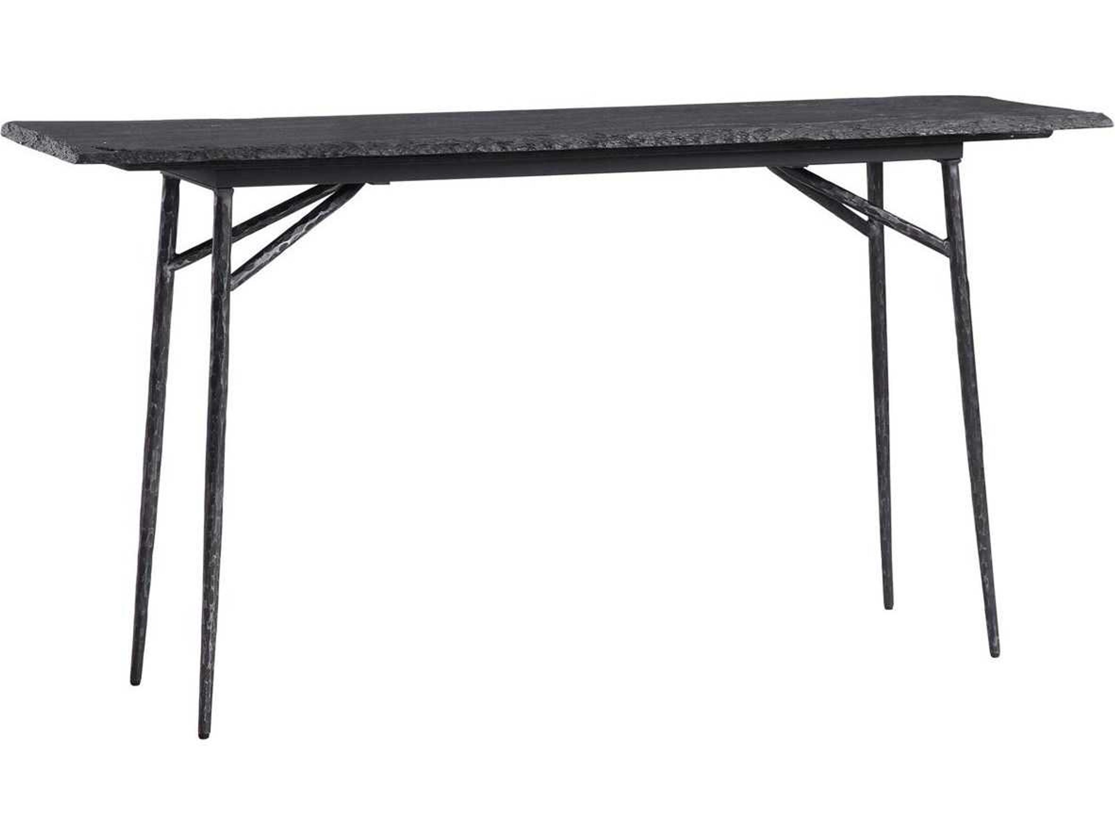 Uttermost Kaduna Rectangular Stone Textured Black Aged Console Table
