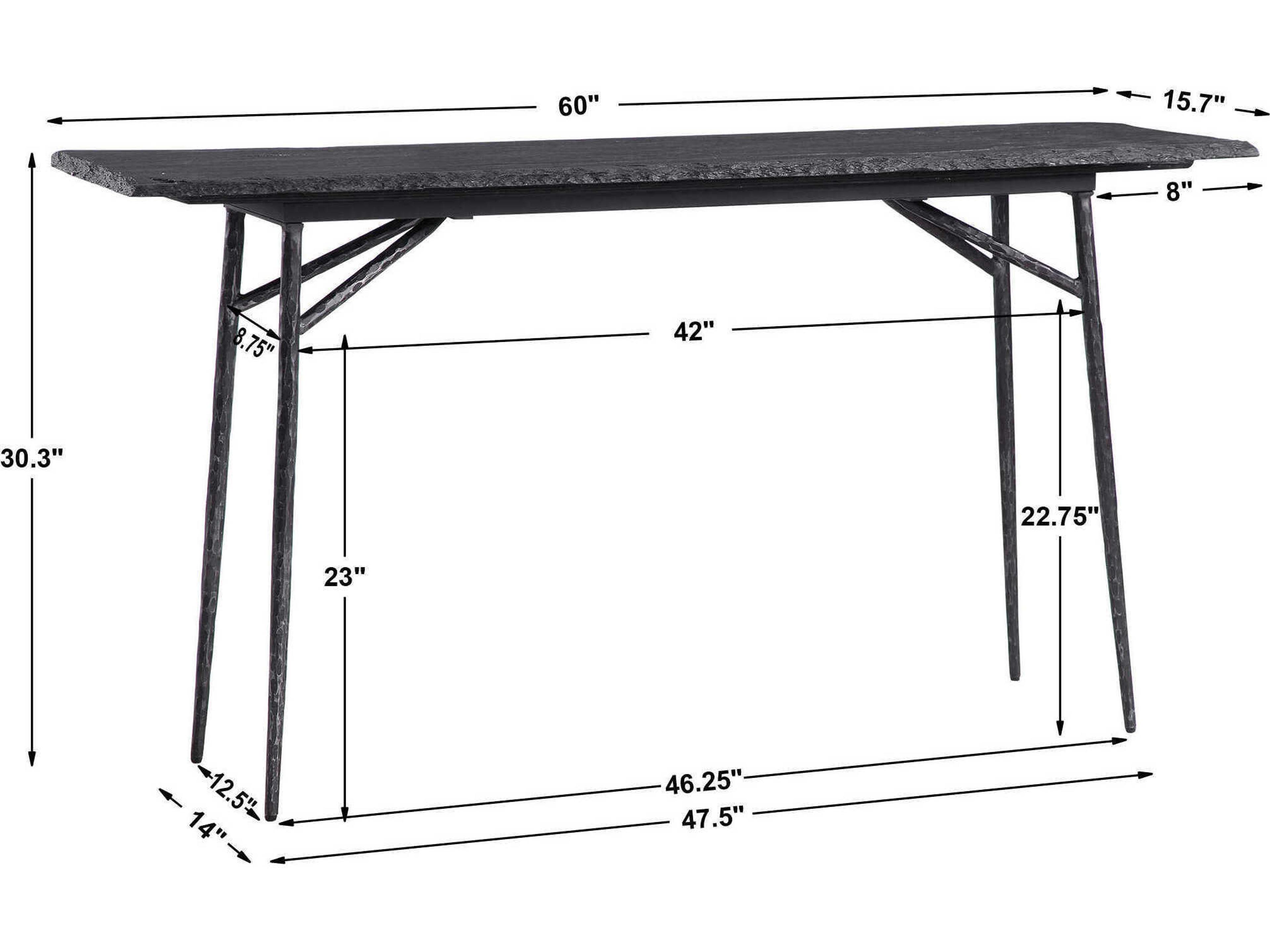 Uttermost Kaduna Rectangular Stone Textured Black Aged Console Table
