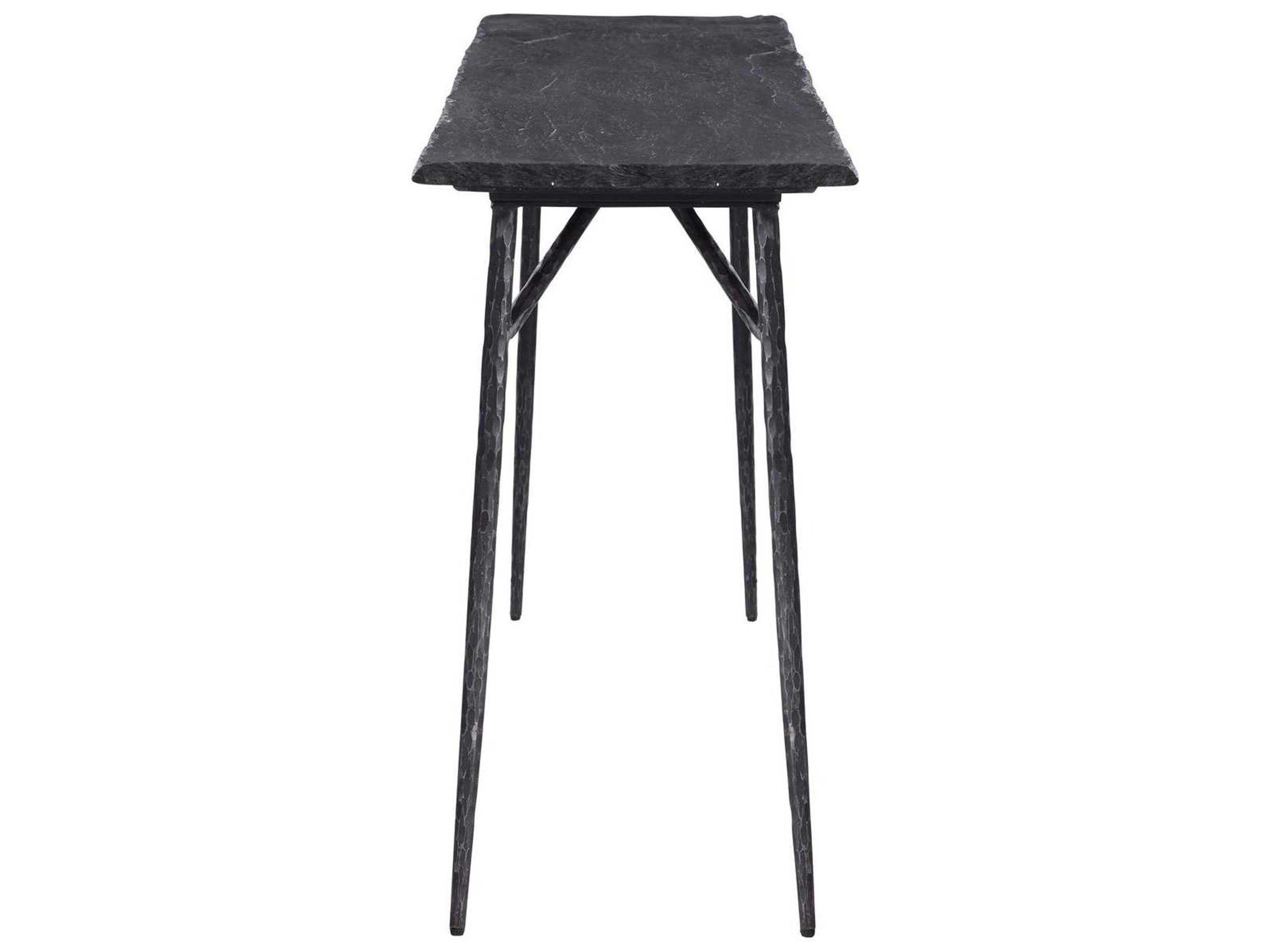 Uttermost Kaduna Rectangular Stone Textured Black Aged Console Table