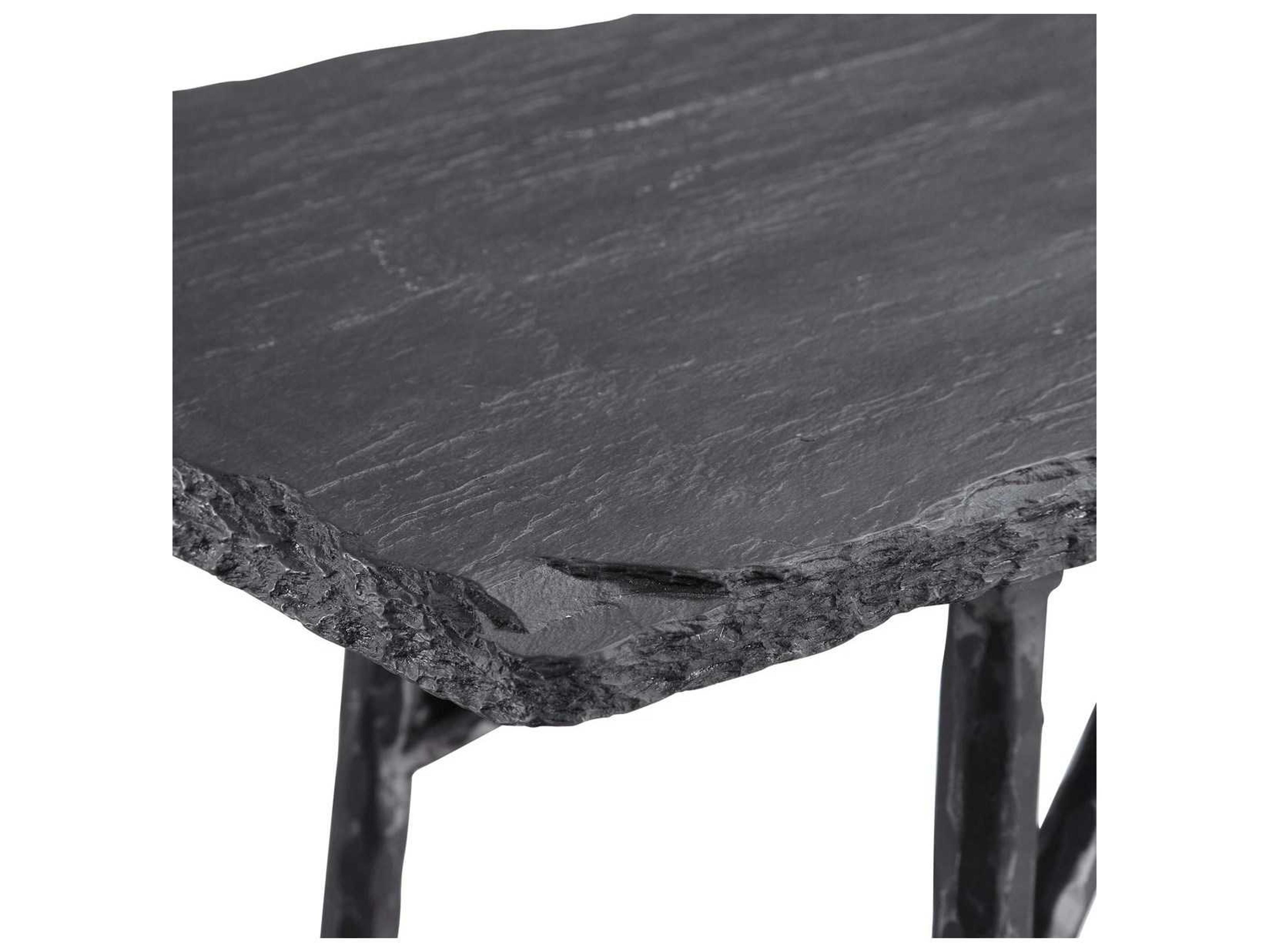 Uttermost Kaduna Rectangular Stone Textured Black Aged Console Table