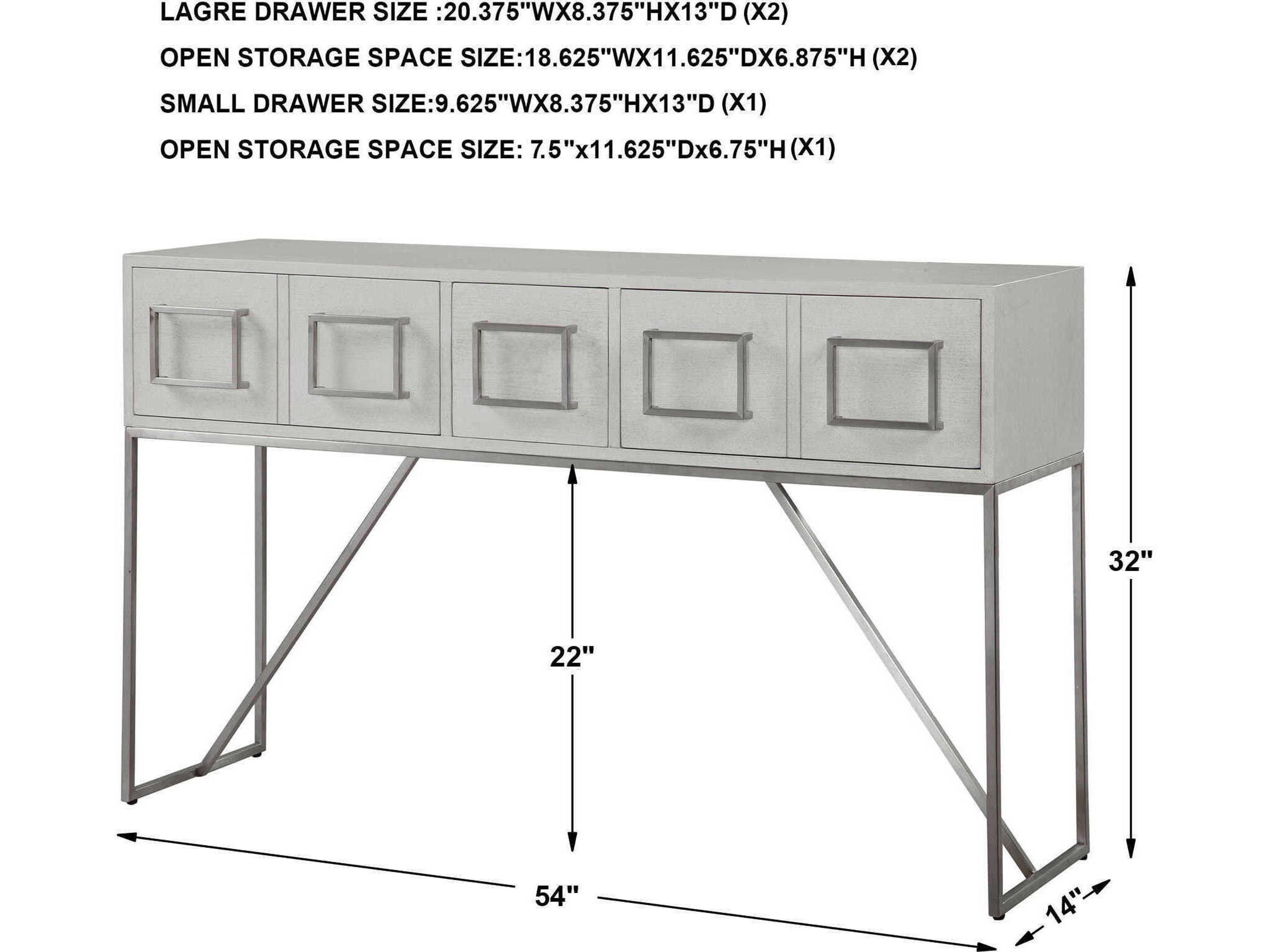 Uttermost Abaya Rectangular Wood Soft White With Light Gray Brushed Nickel Console Table