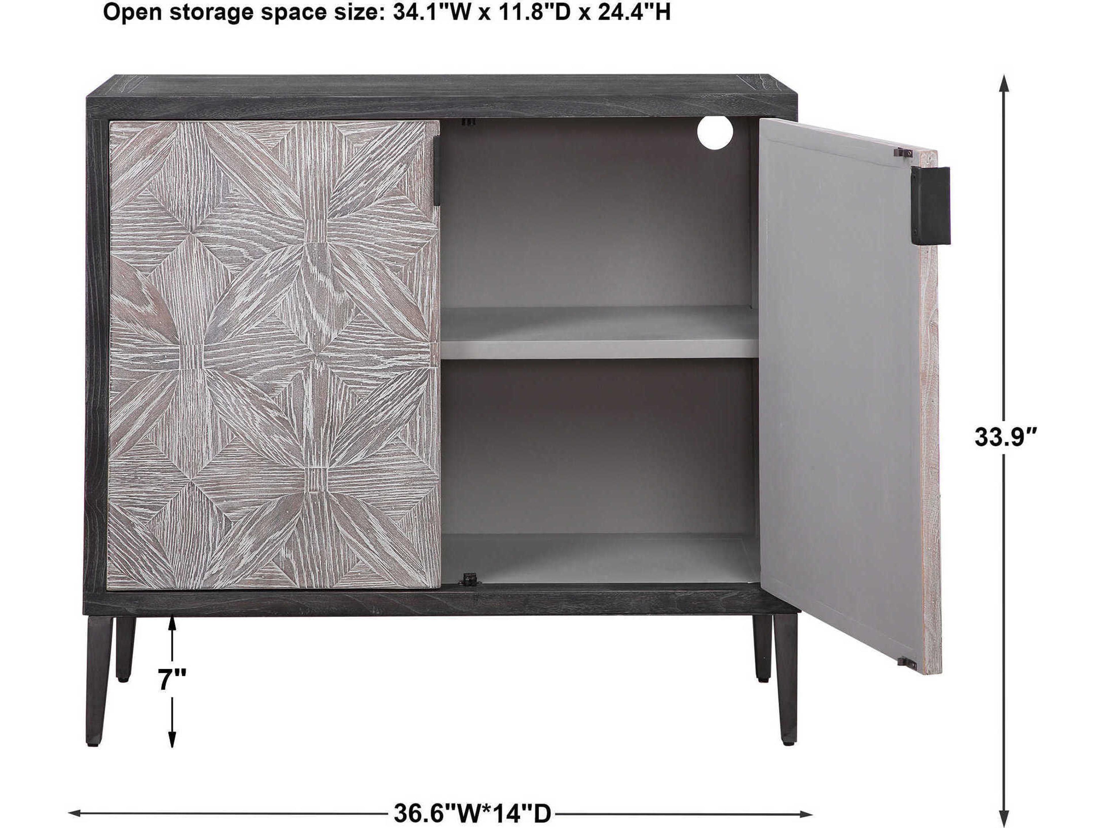 Uttermost Laurentia Light Gray Deep Black Elm Wood Accent Chest