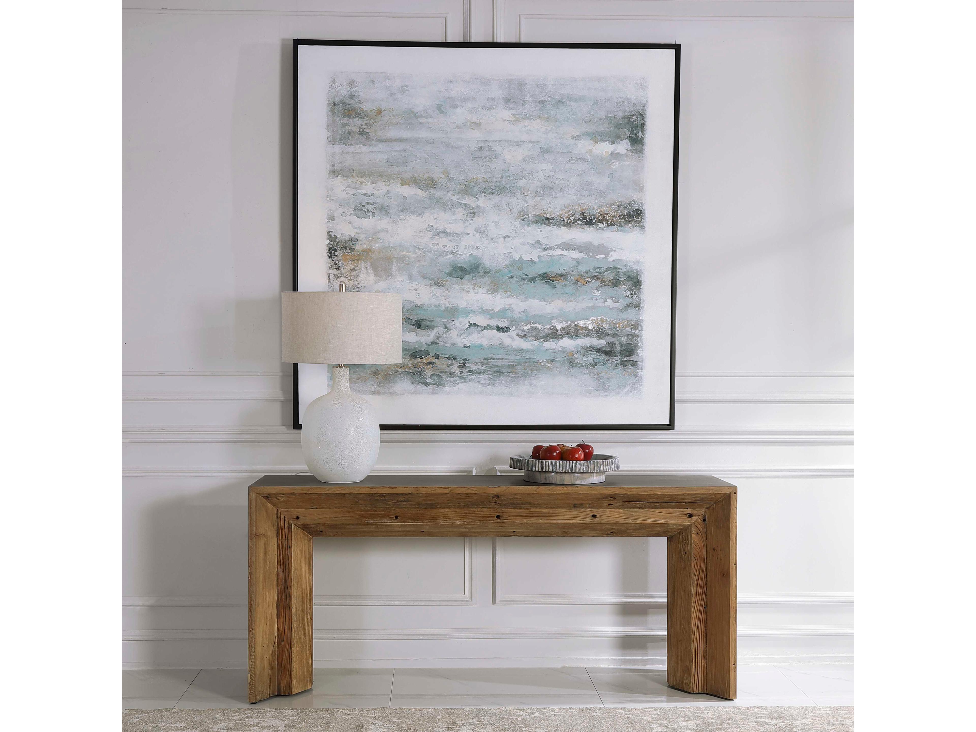 Uttermost Vail Reclaimed Wood Rectangular Concrete Natural Gray Console Table