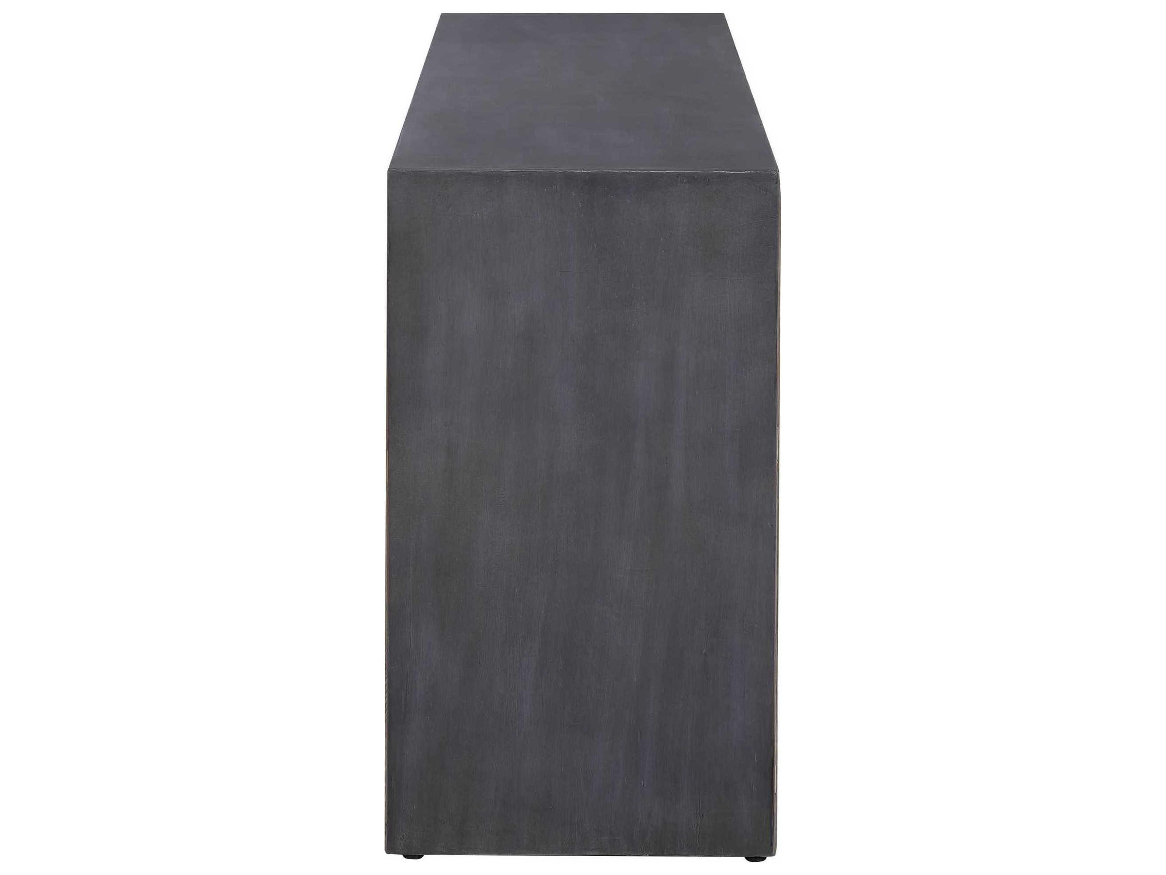 Uttermost Vail Reclaimed Wood Rectangular Concrete Natural Gray Console Table