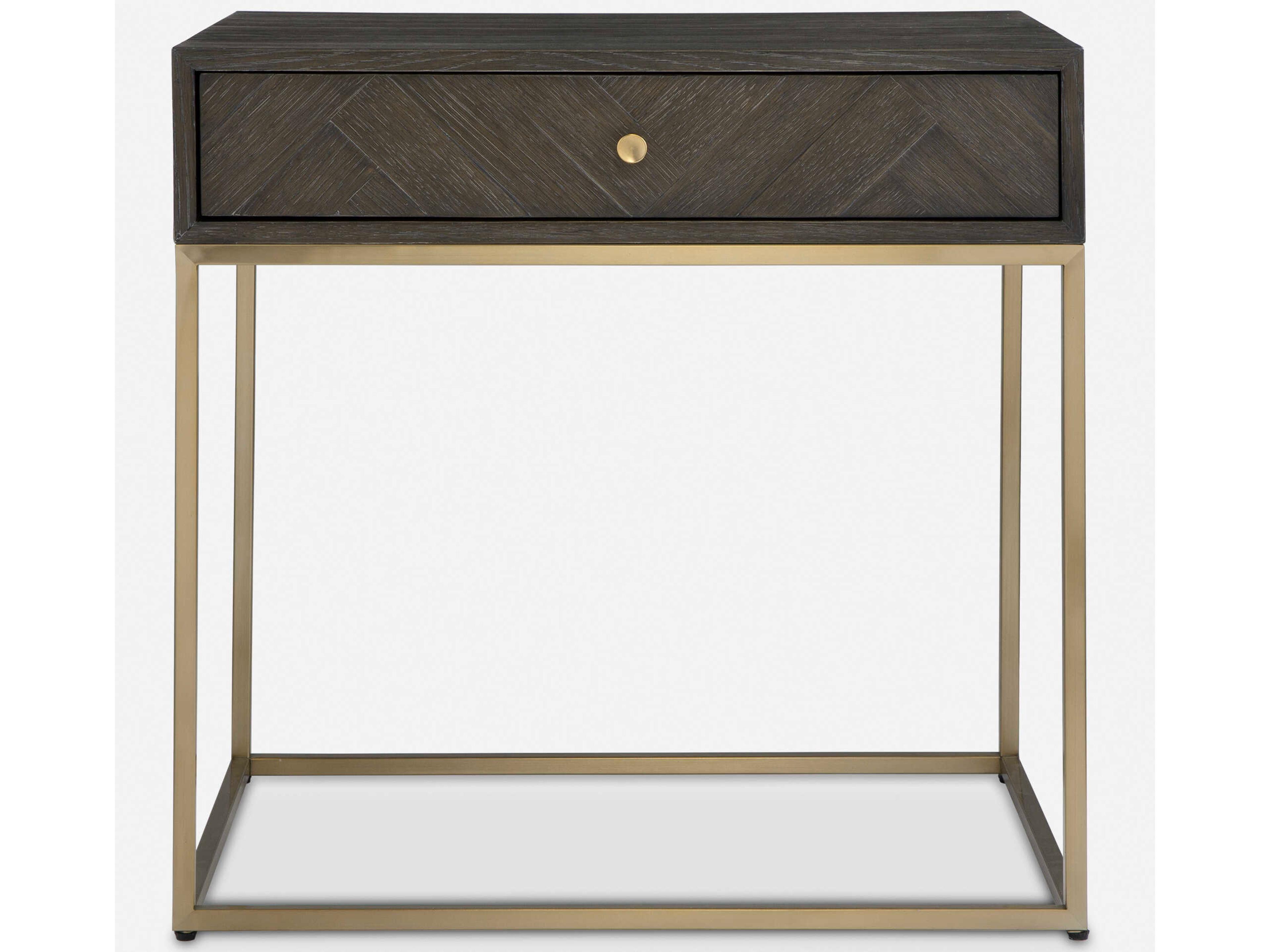 Armistead Rectangular Wood Dark Walnut Brushed Brass End Table