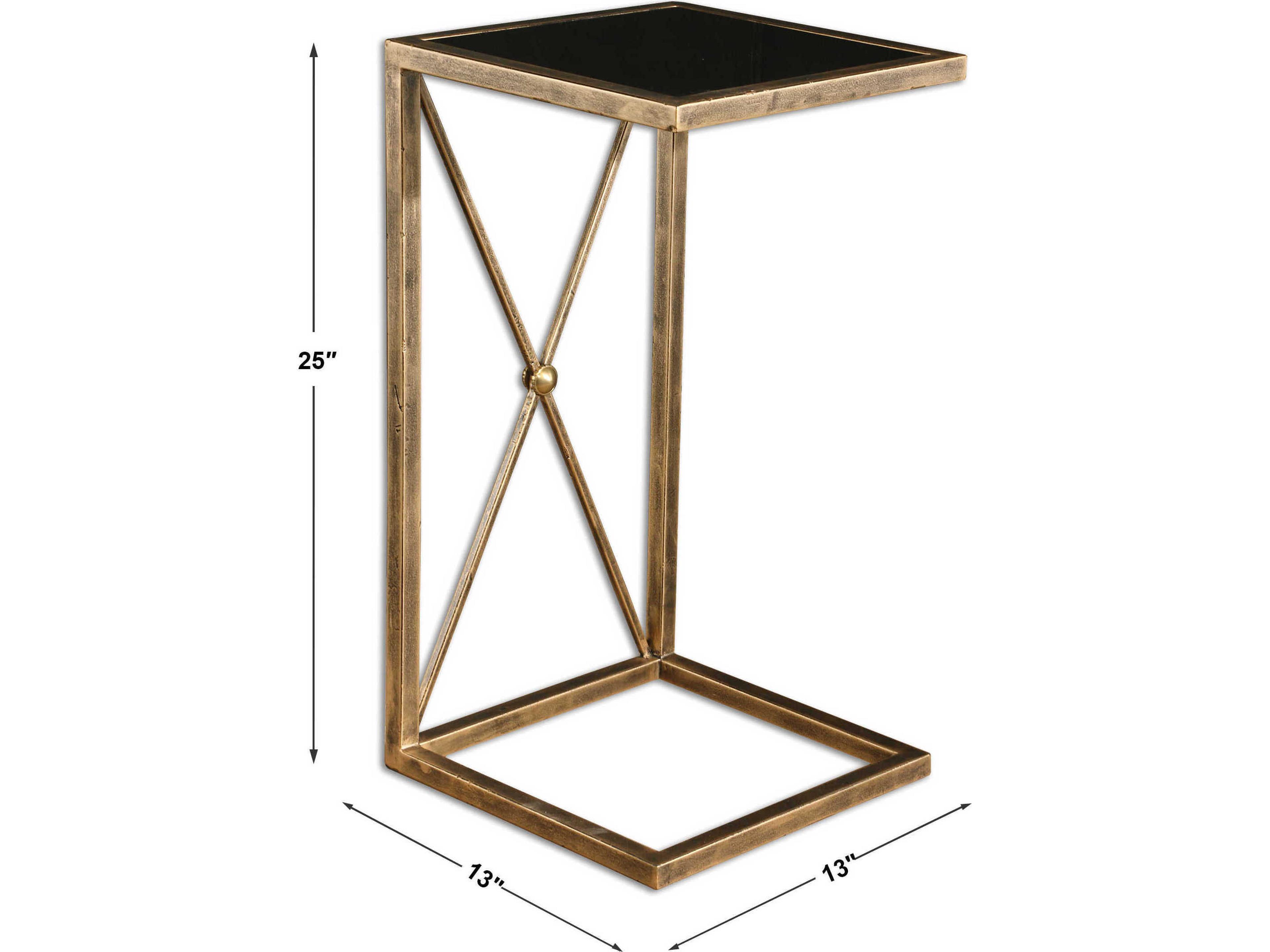 Uttermost Zafina Square Glass Classic Black Gold End Table