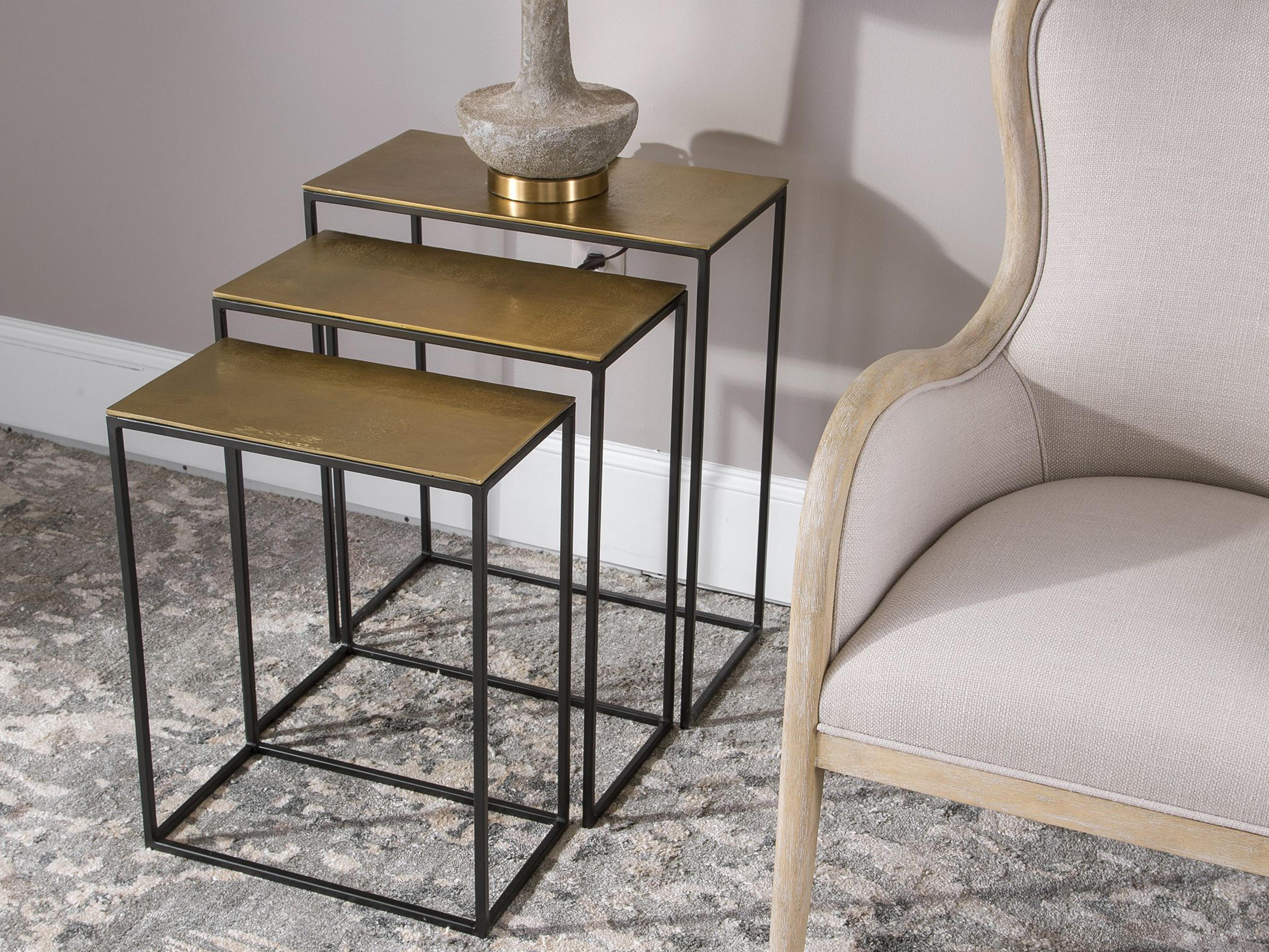 Uttermost Coreene Rectangular Metal Antique Gold End Table