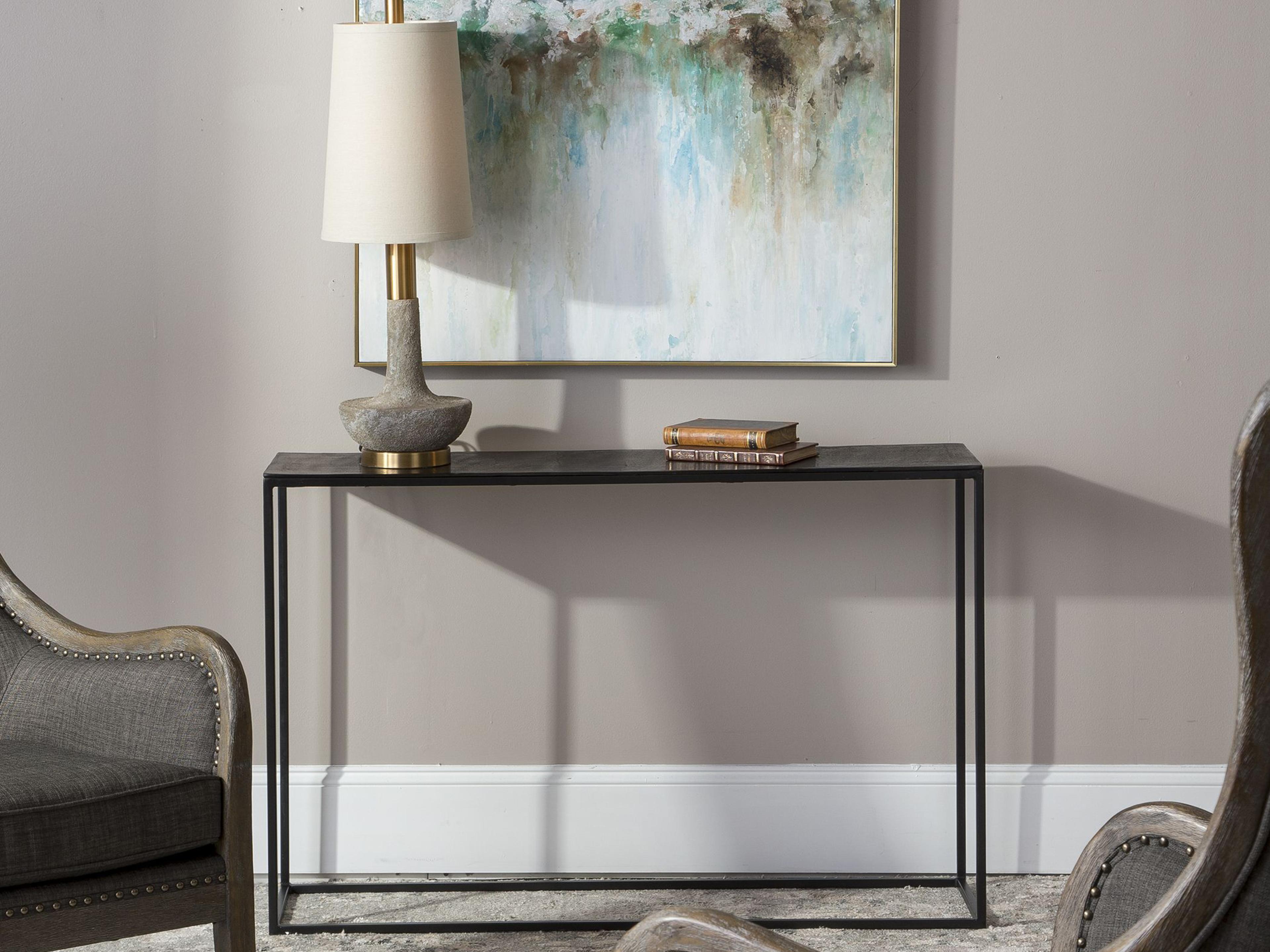 Uttermost Coreene Industrial Rectangular Metal Antique Bronze Console Table