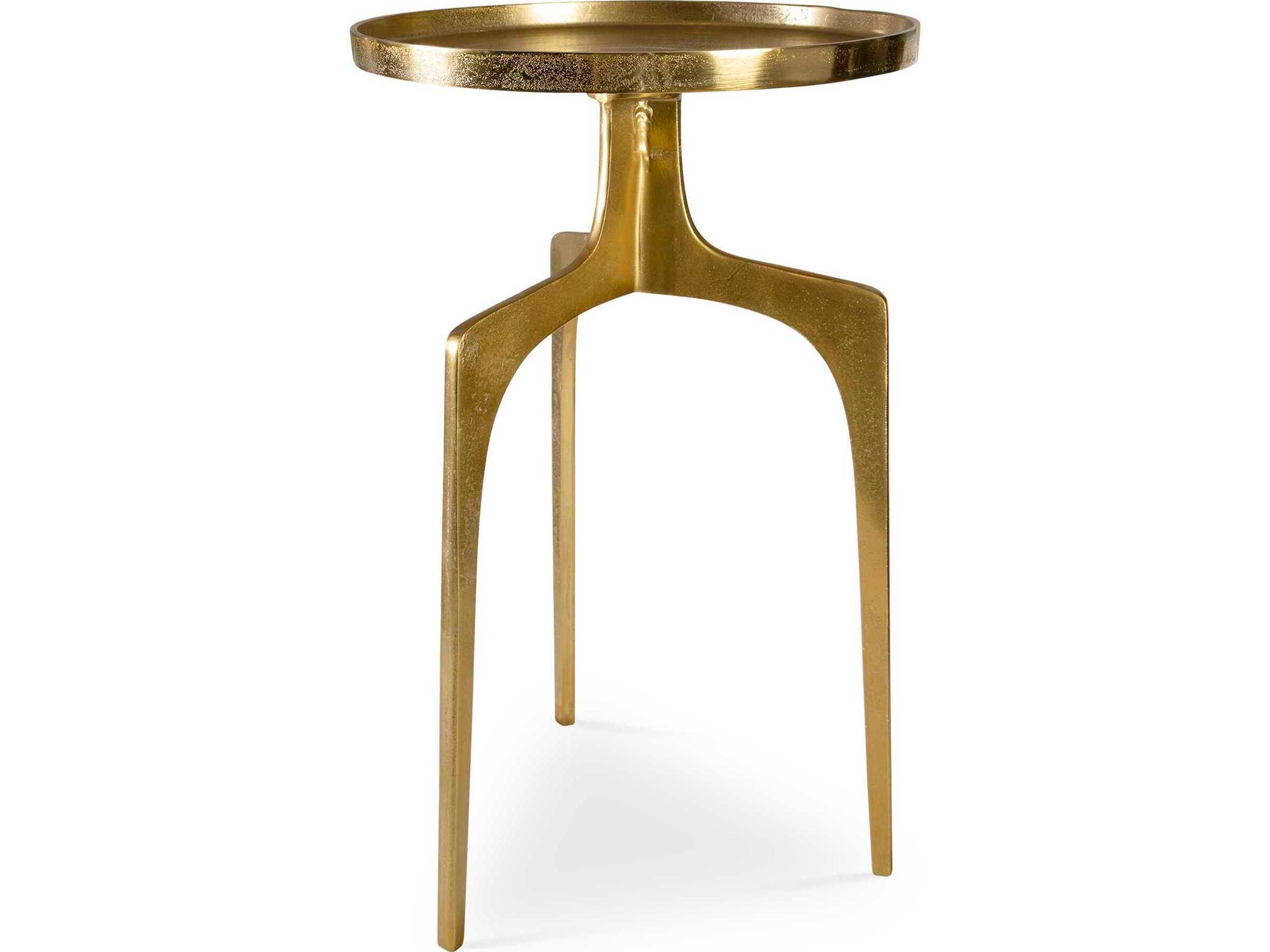 Kenna Round Metal Soft Gold End Table