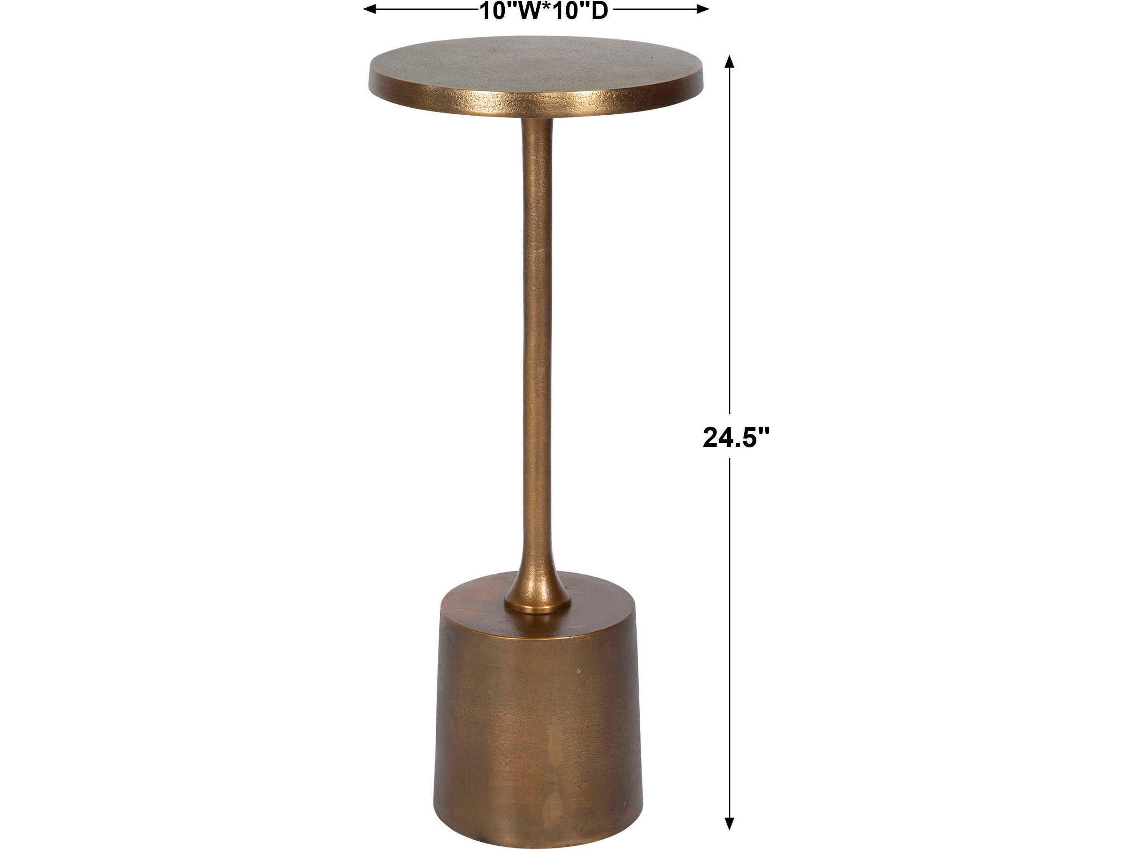 Uttermost Sanaga Round Metal Antique Gold End Table