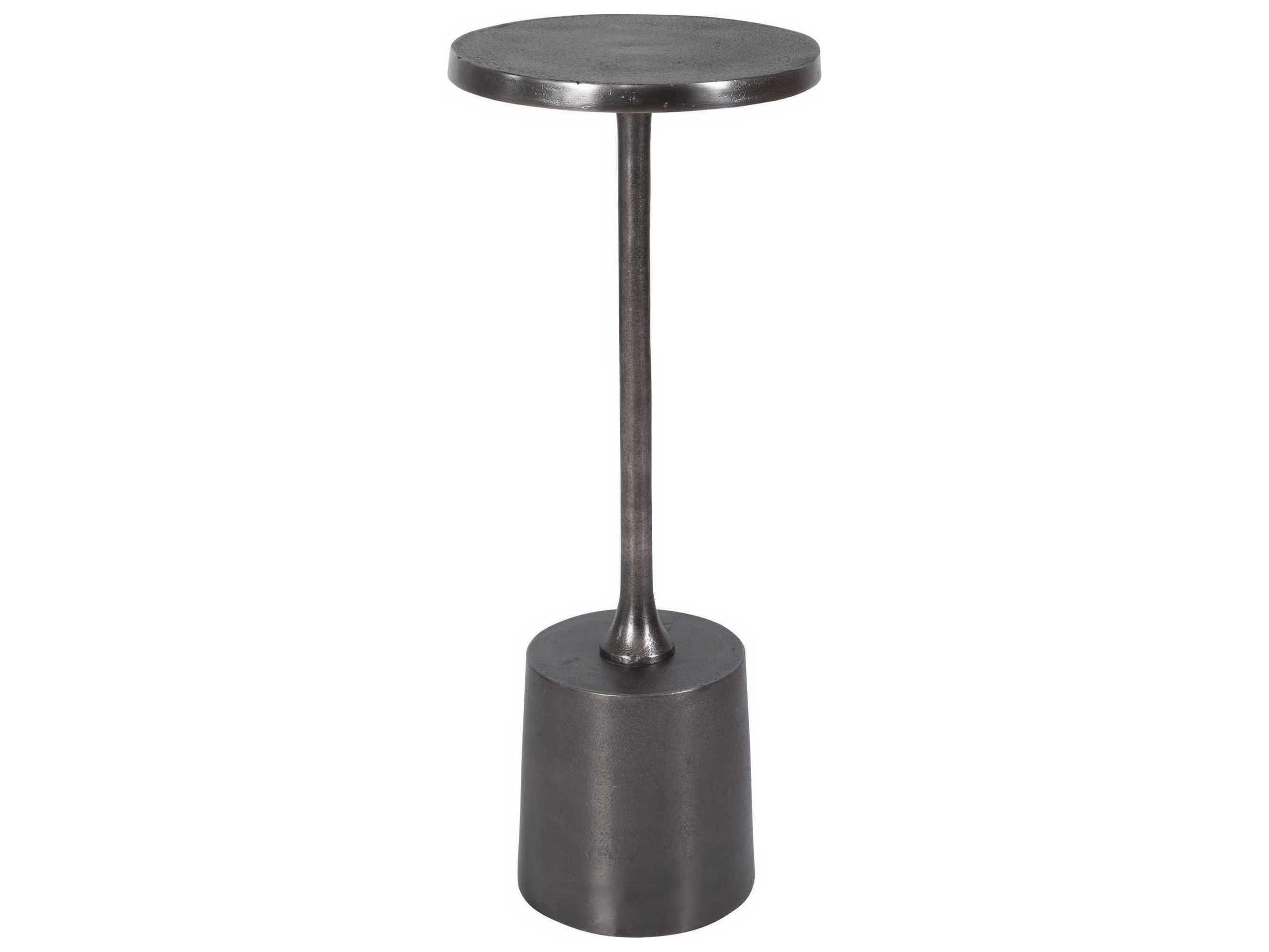 Sanaga Round Metal Antique Nickel End Table
