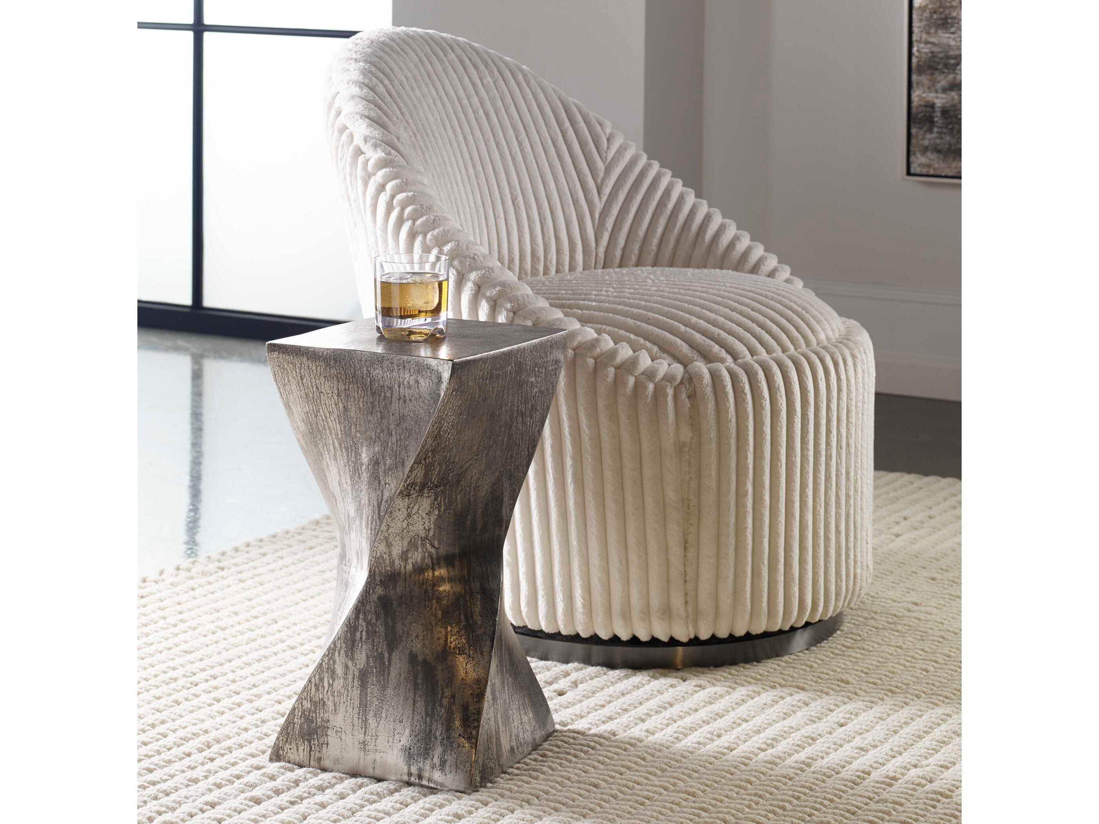 Uttermost Euphrates Square Metal Tarnished Silver Oxidized Distressing End Table