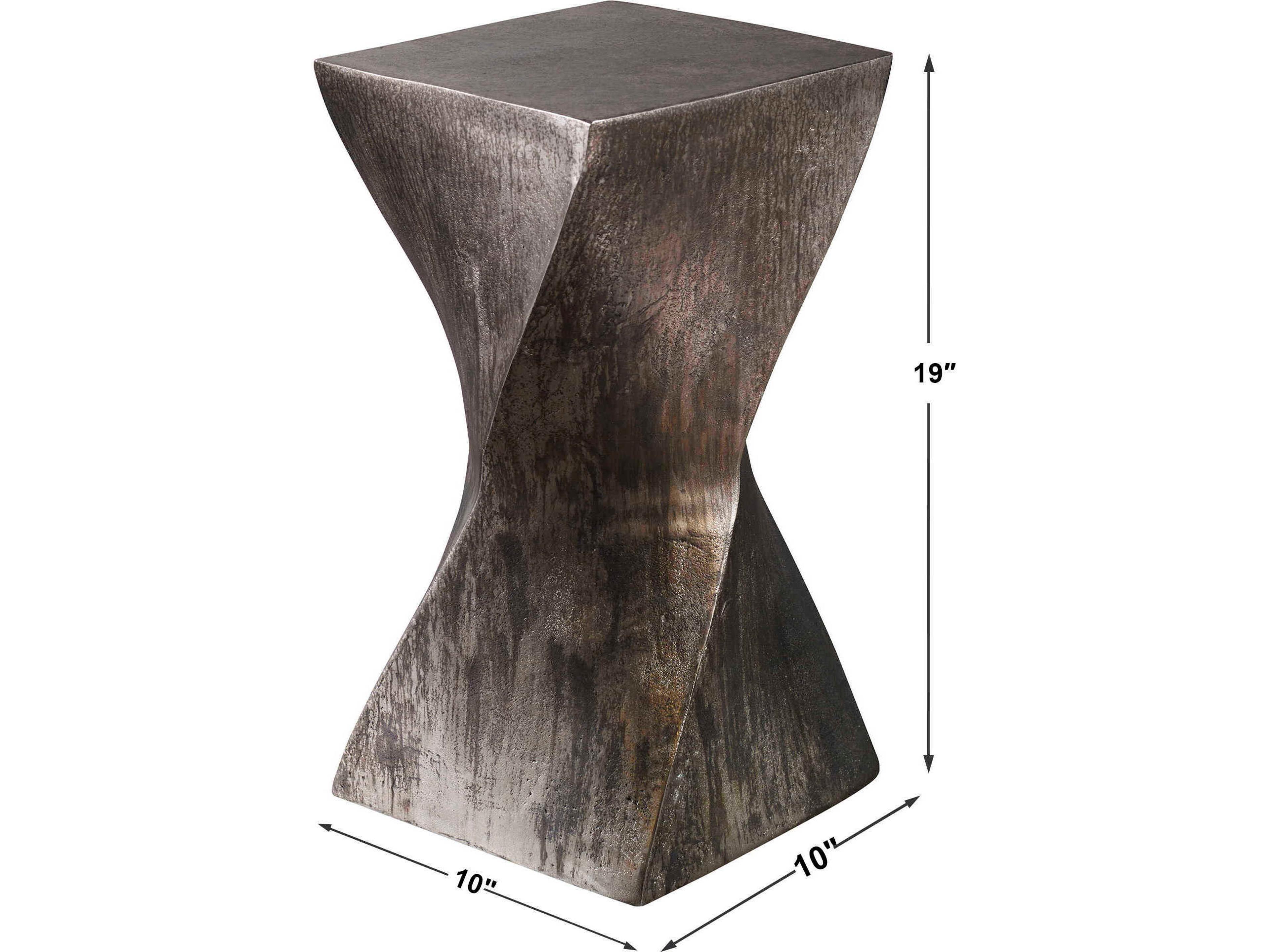 Uttermost Euphrates Square Metal Tarnished Silver Oxidized Distressing End Table