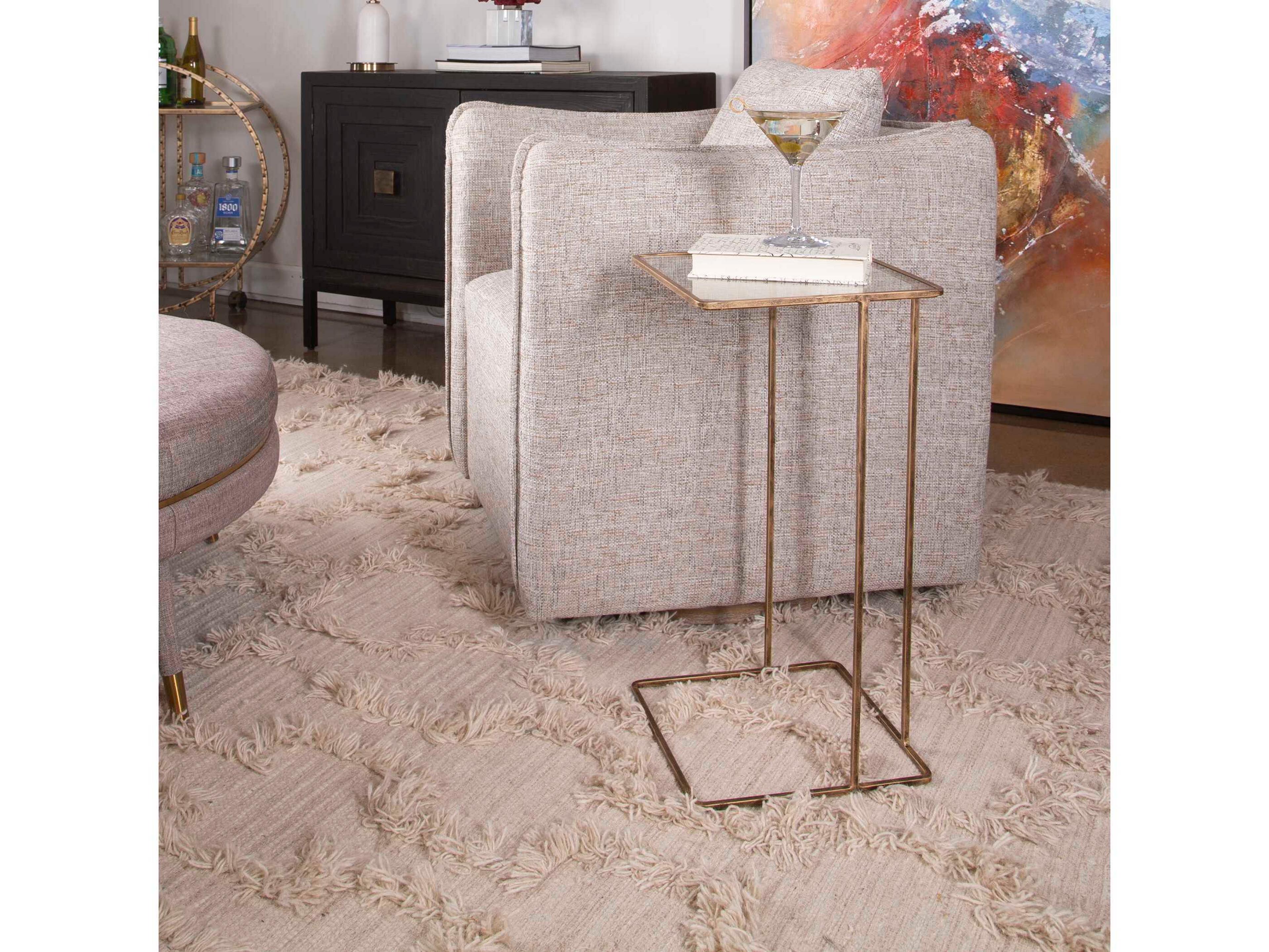 Uttermost Cadmus Square Glass Antique Gold End Table