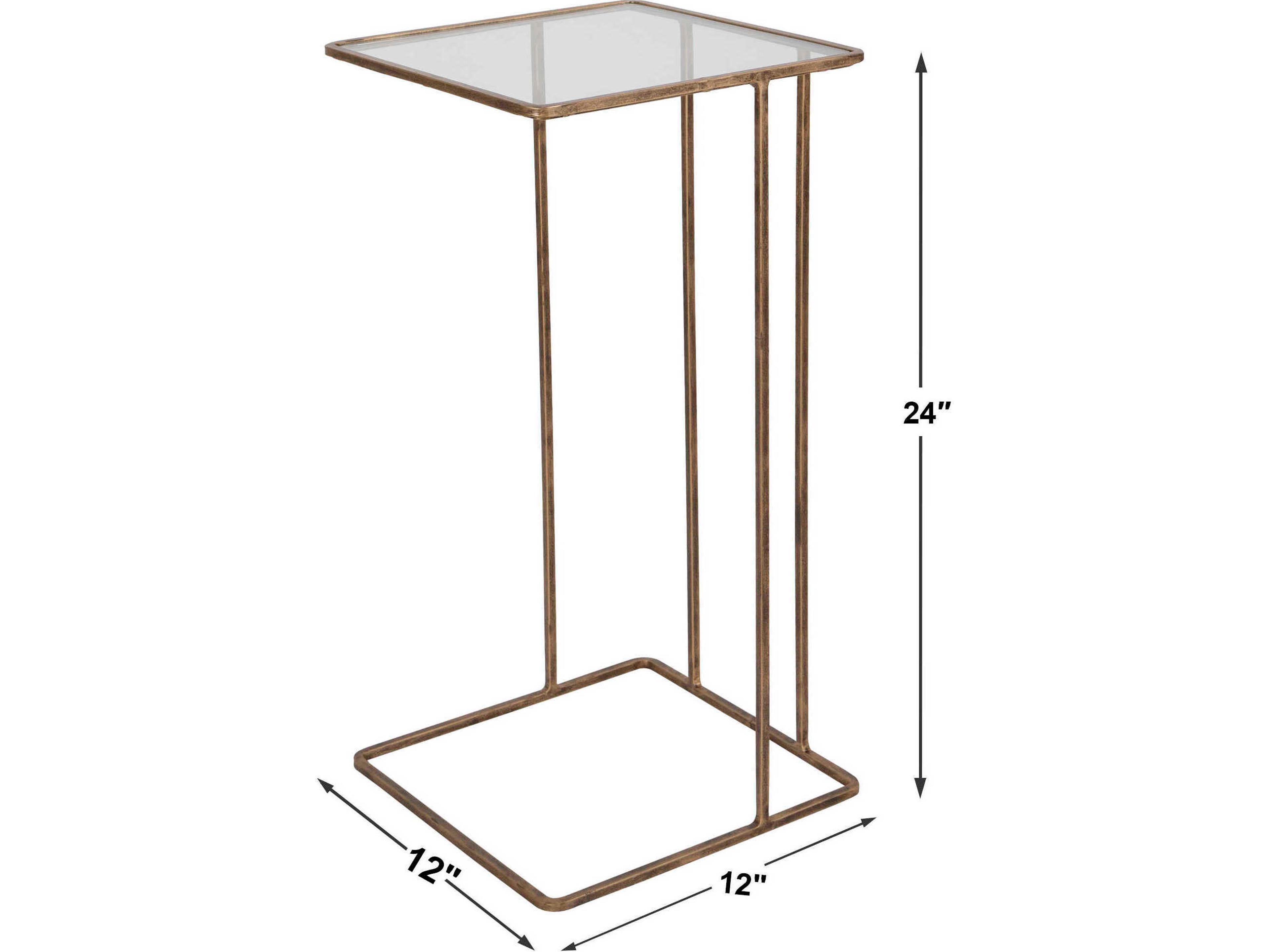 Uttermost Cadmus Square Glass Antique Gold End Table