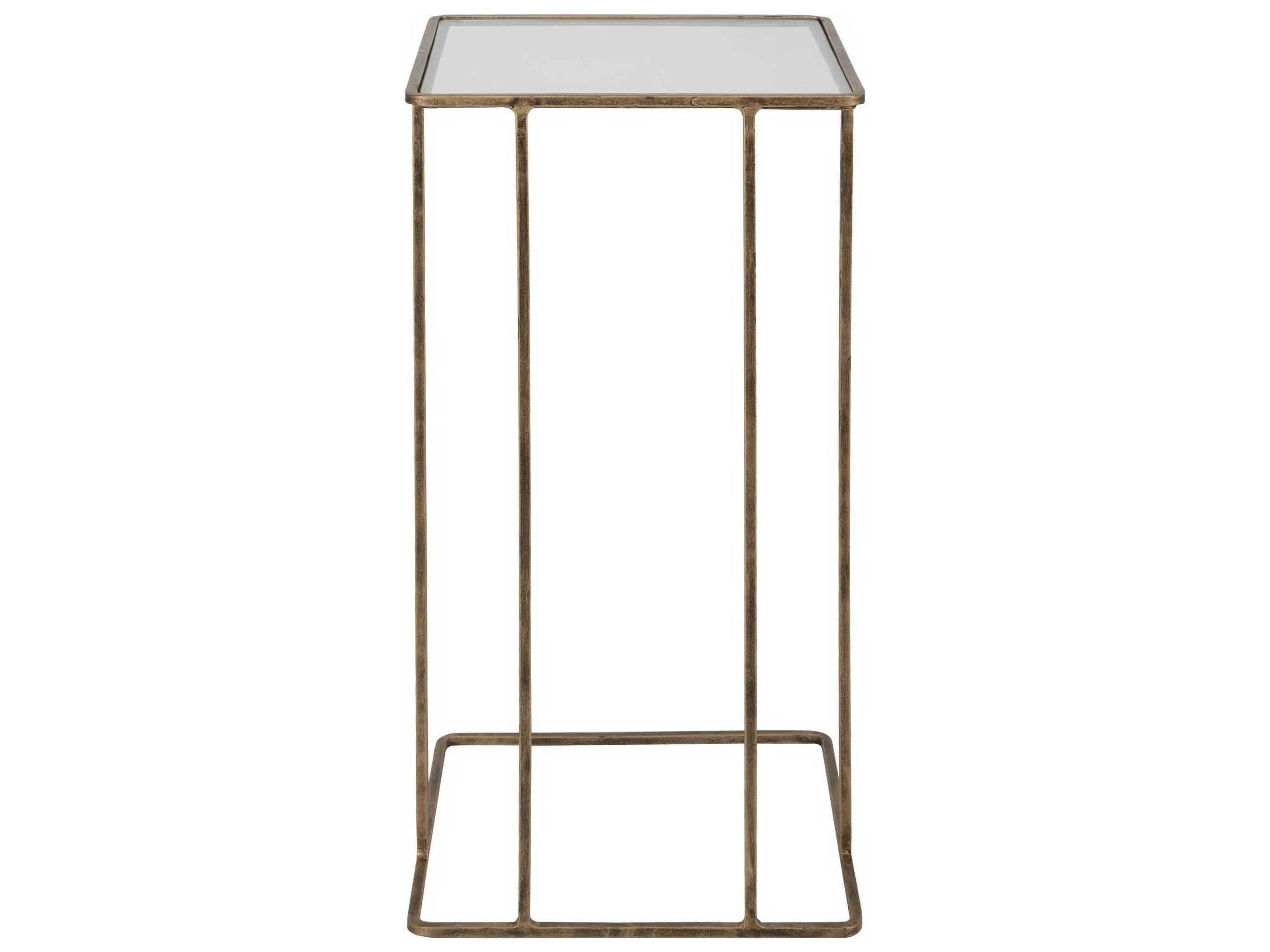 Uttermost Cadmus Square Glass Antique Gold End Table