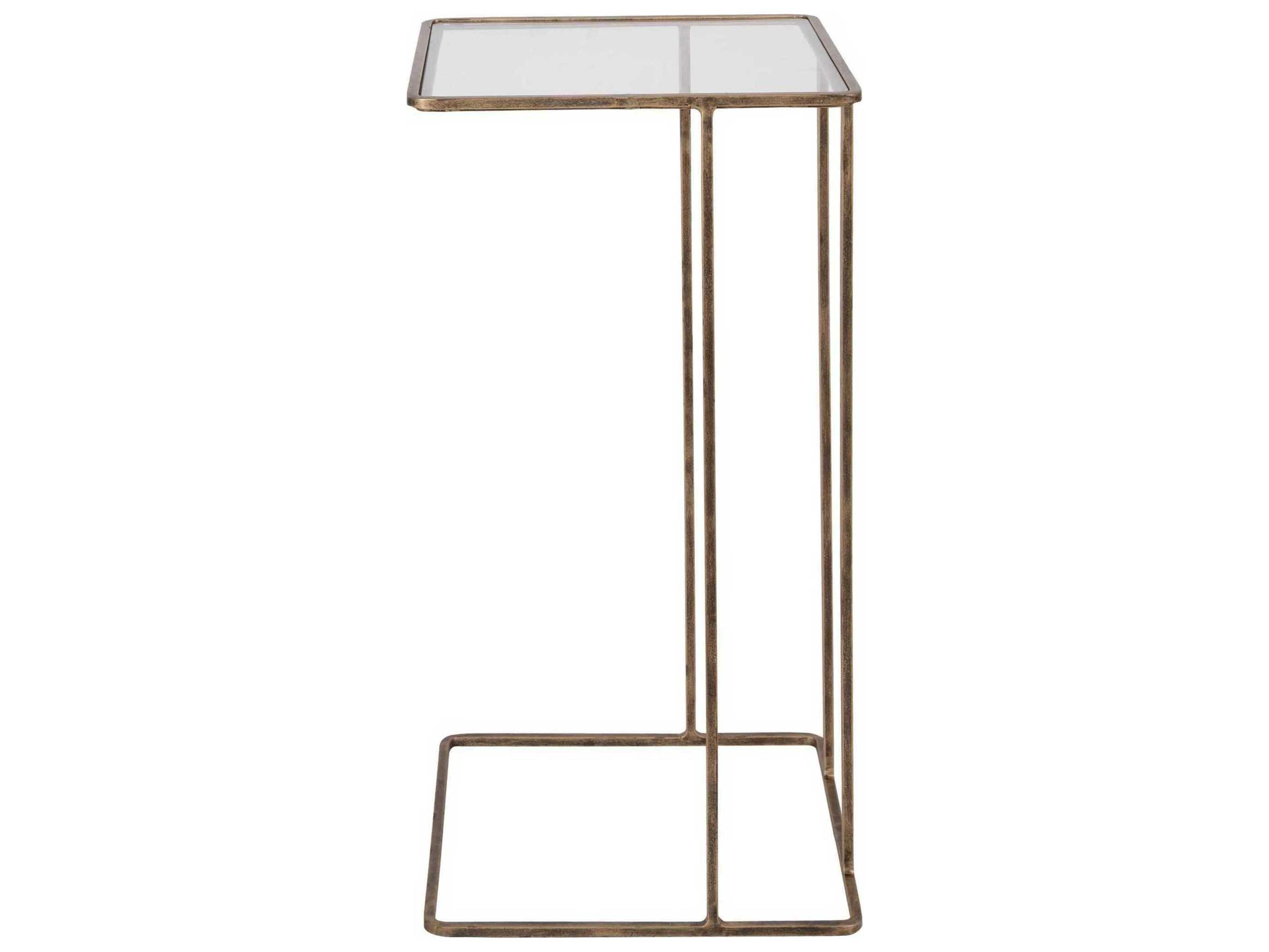 Uttermost Cadmus Square Glass Antique Gold End Table