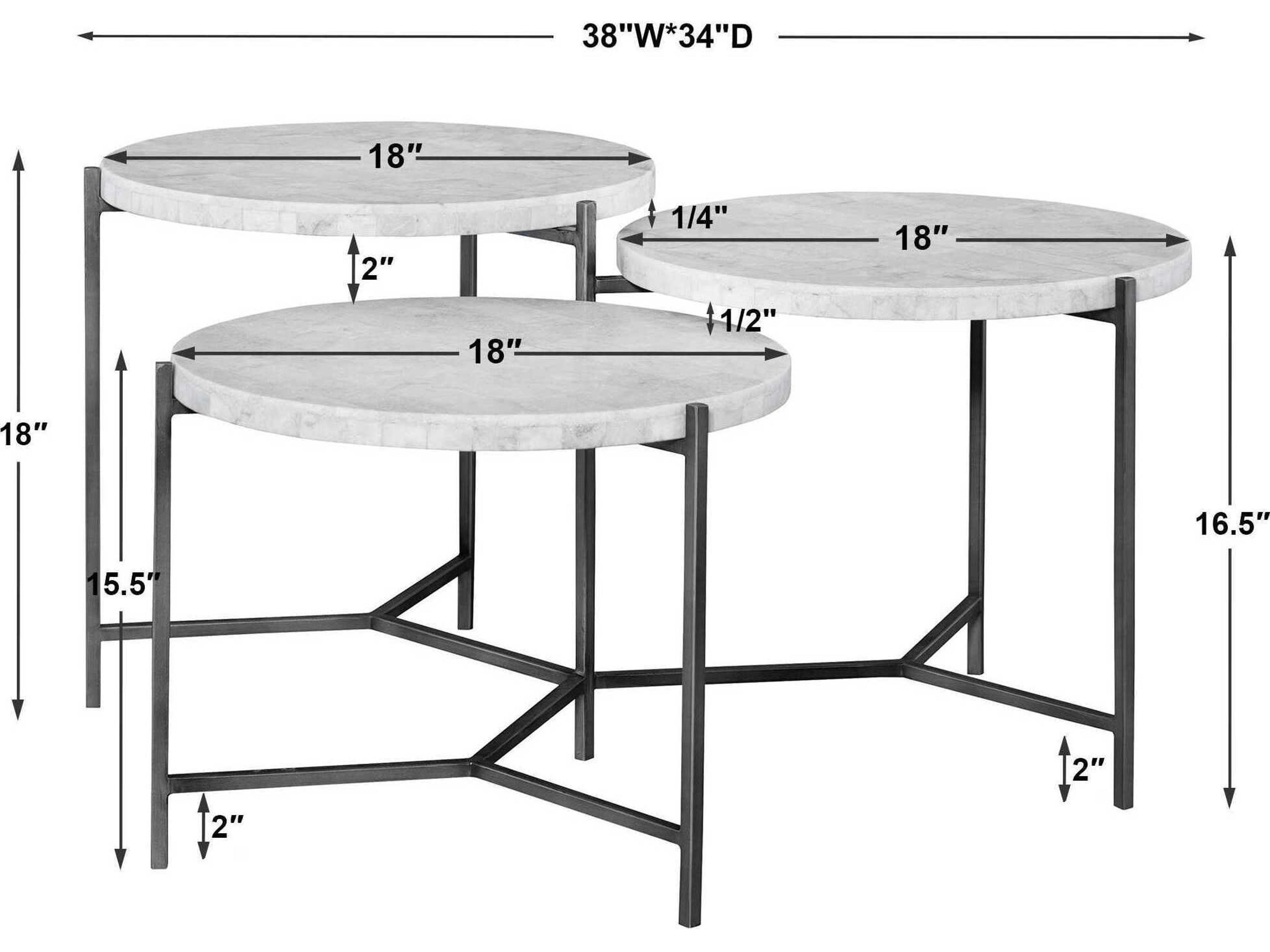 Uttermost Contarini Round White Venetian Marble Gunmetal Coffee Table