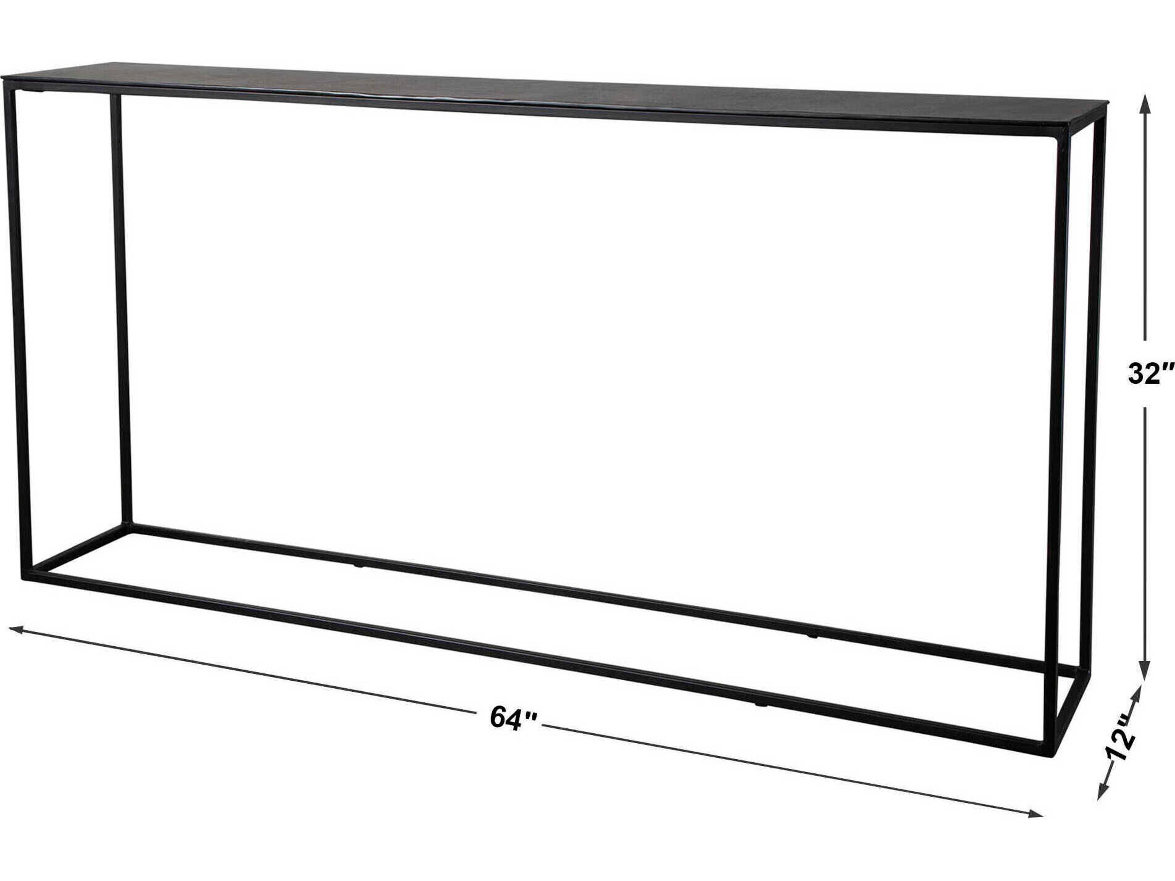Uttermost Coreene Industrial Rectangular Metal Aged Black Console Table