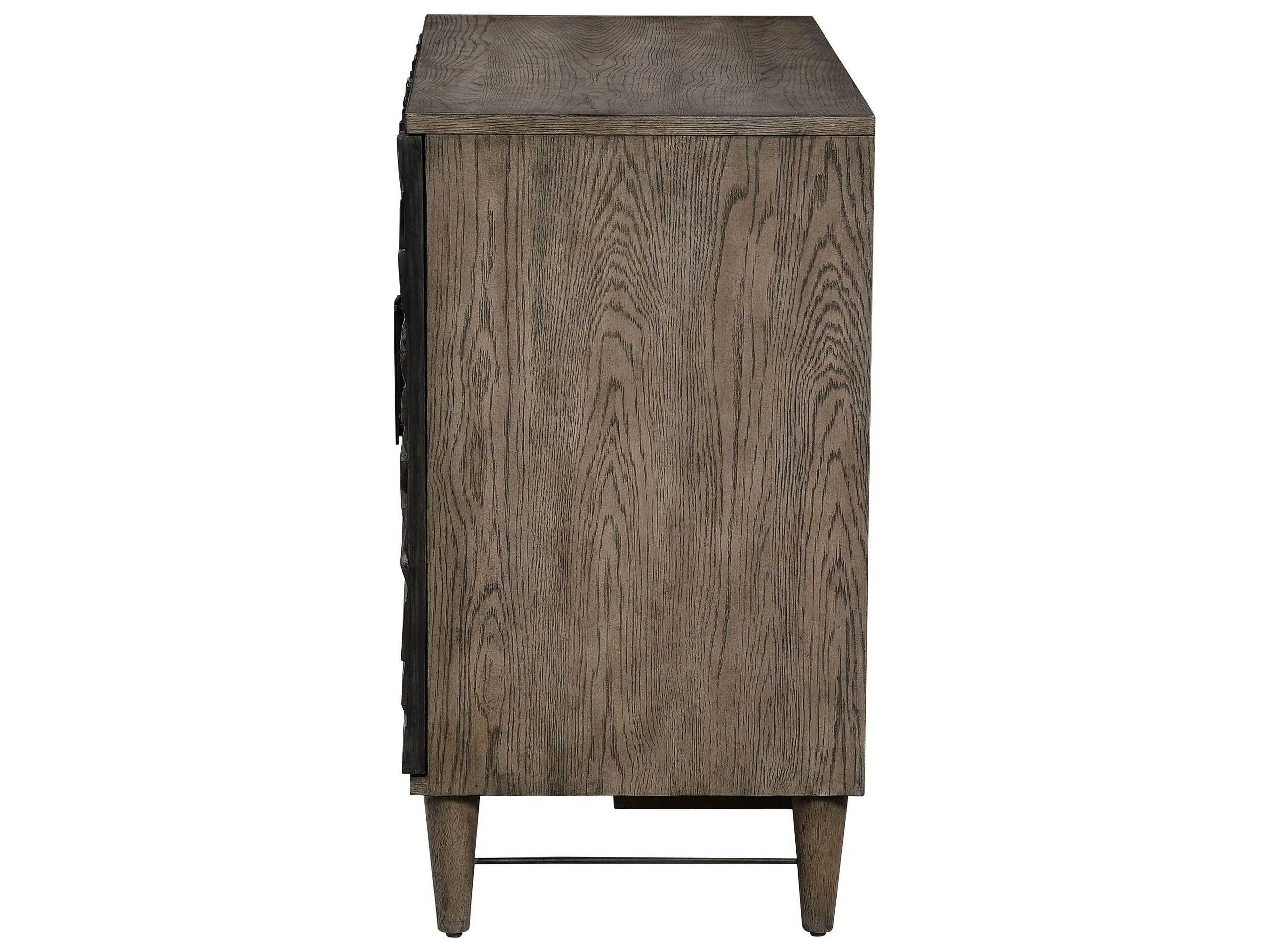 Uttermost Shield Dark Ebony Oak Brown Wood Accent Chest