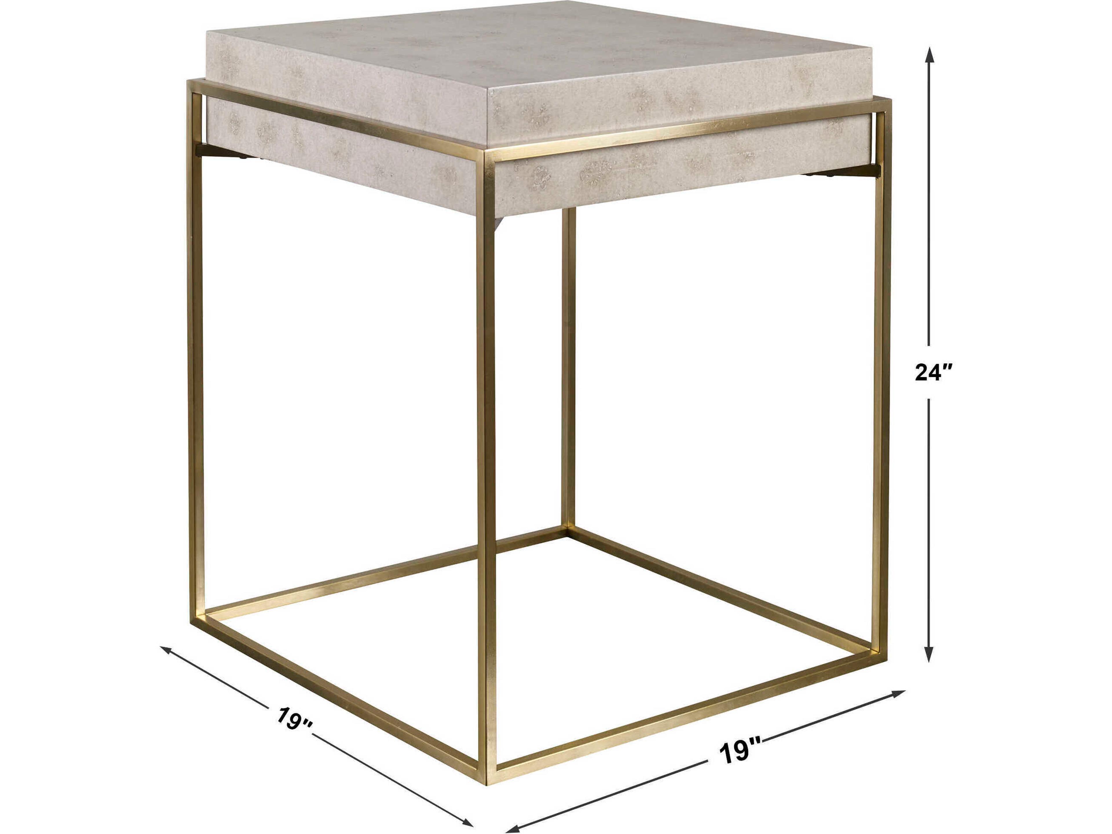 Uttermost Inda Square Wood Brushed Brass End Table