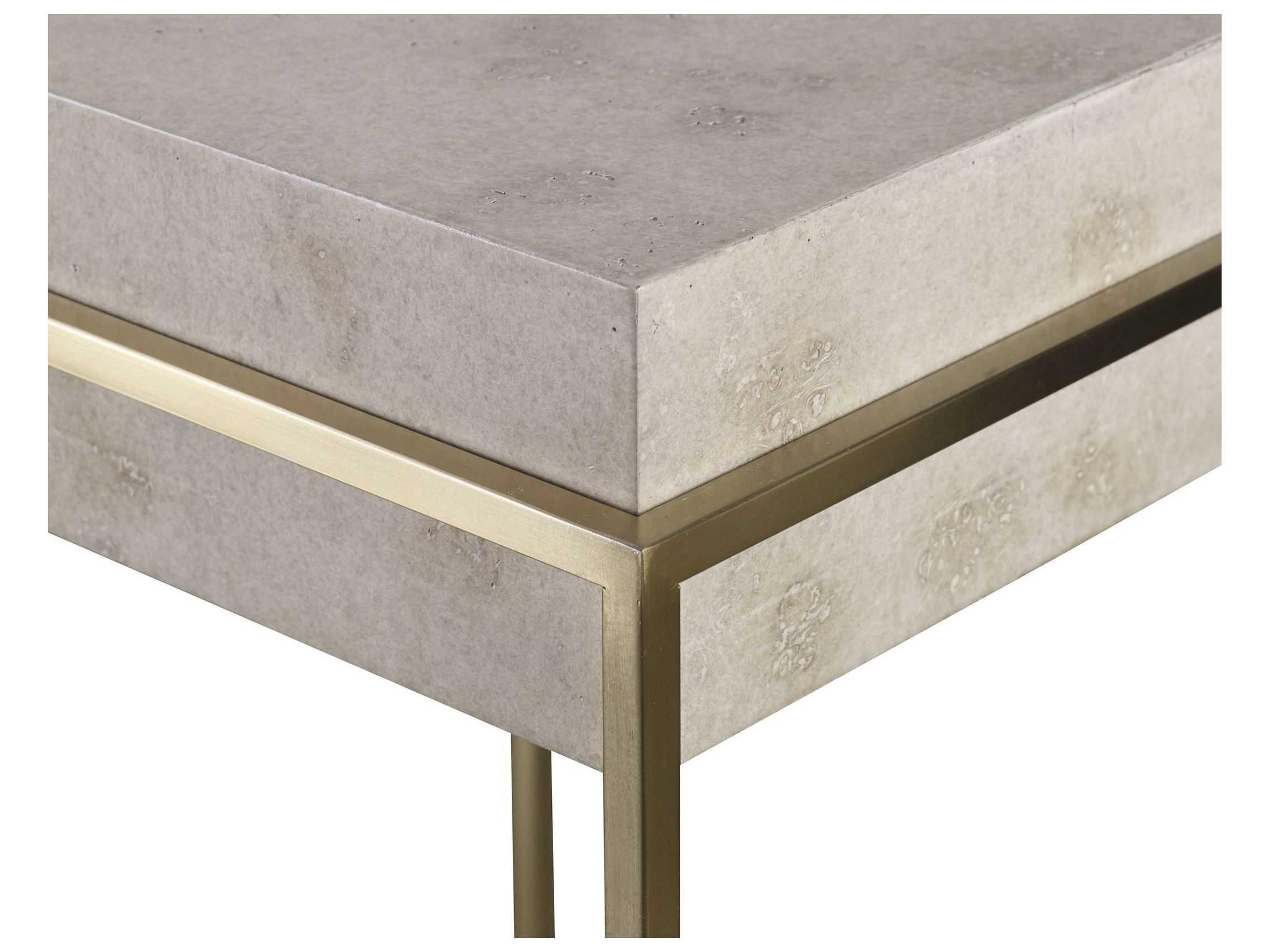 Uttermost Inda Square Wood Brushed Brass End Table