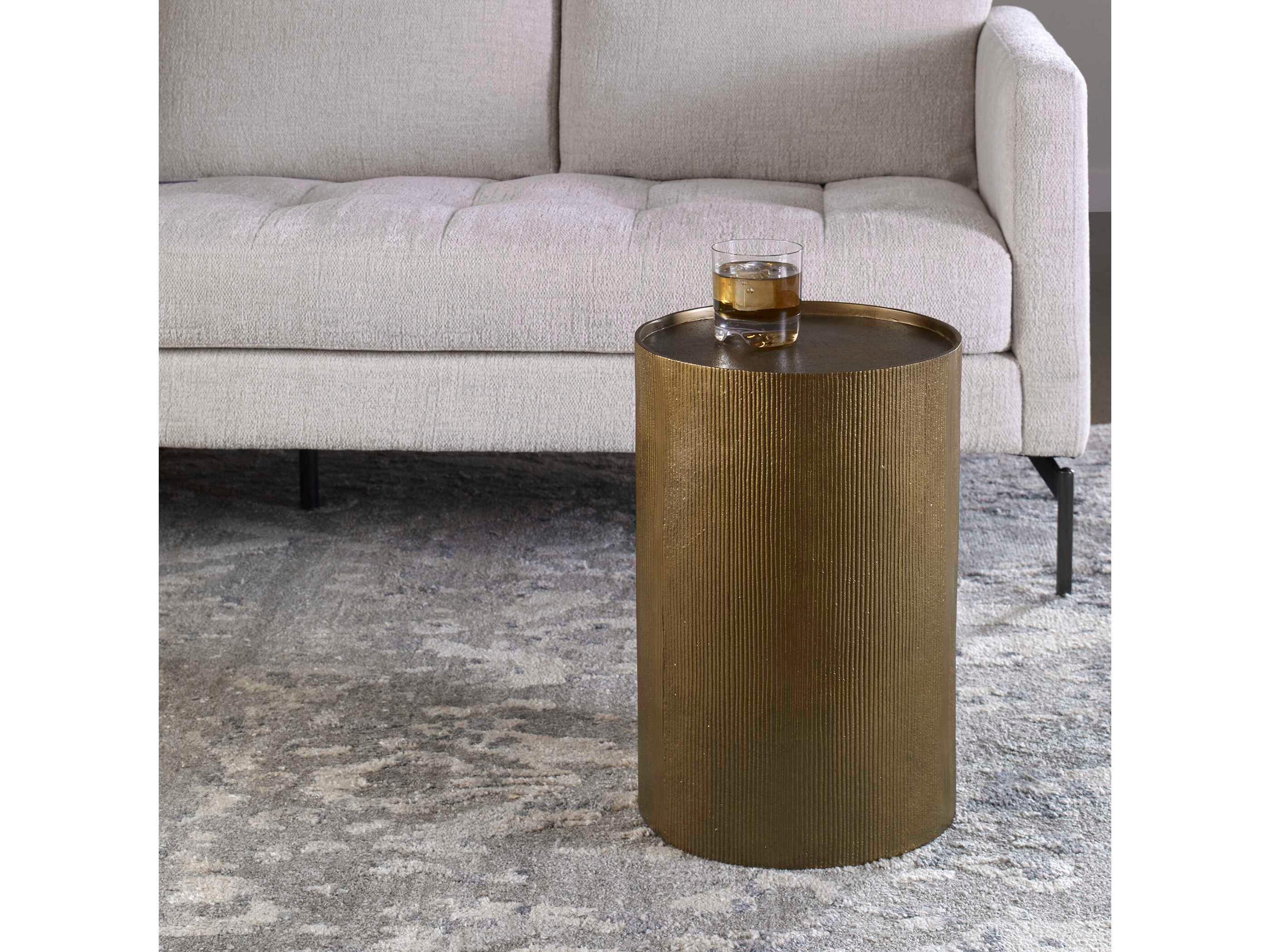 Uttermost Adrina Round Metal Antique Gold End Table