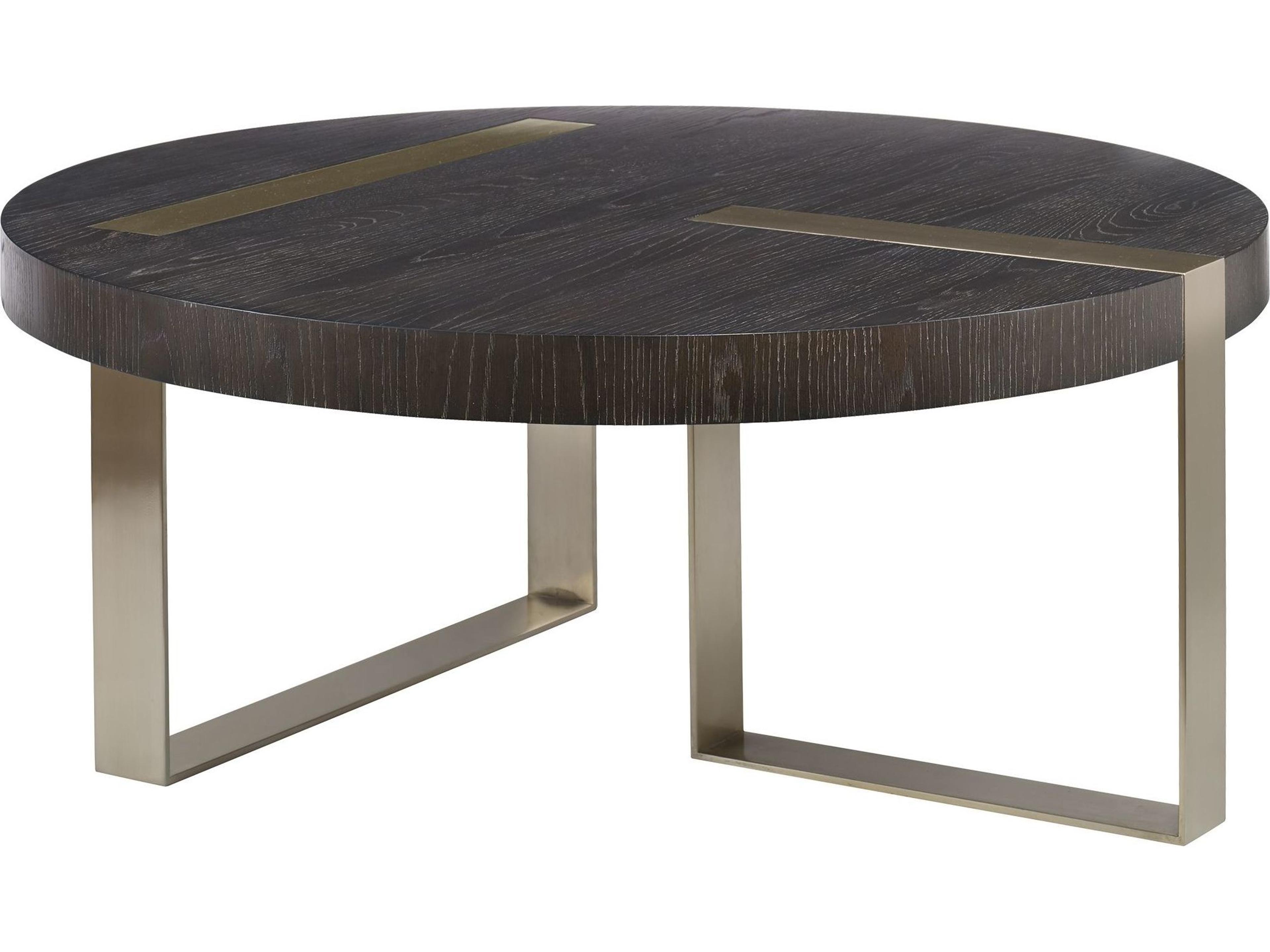 Uttermost Converge Round Wood Ebony Brushed Pewter Coffee Table