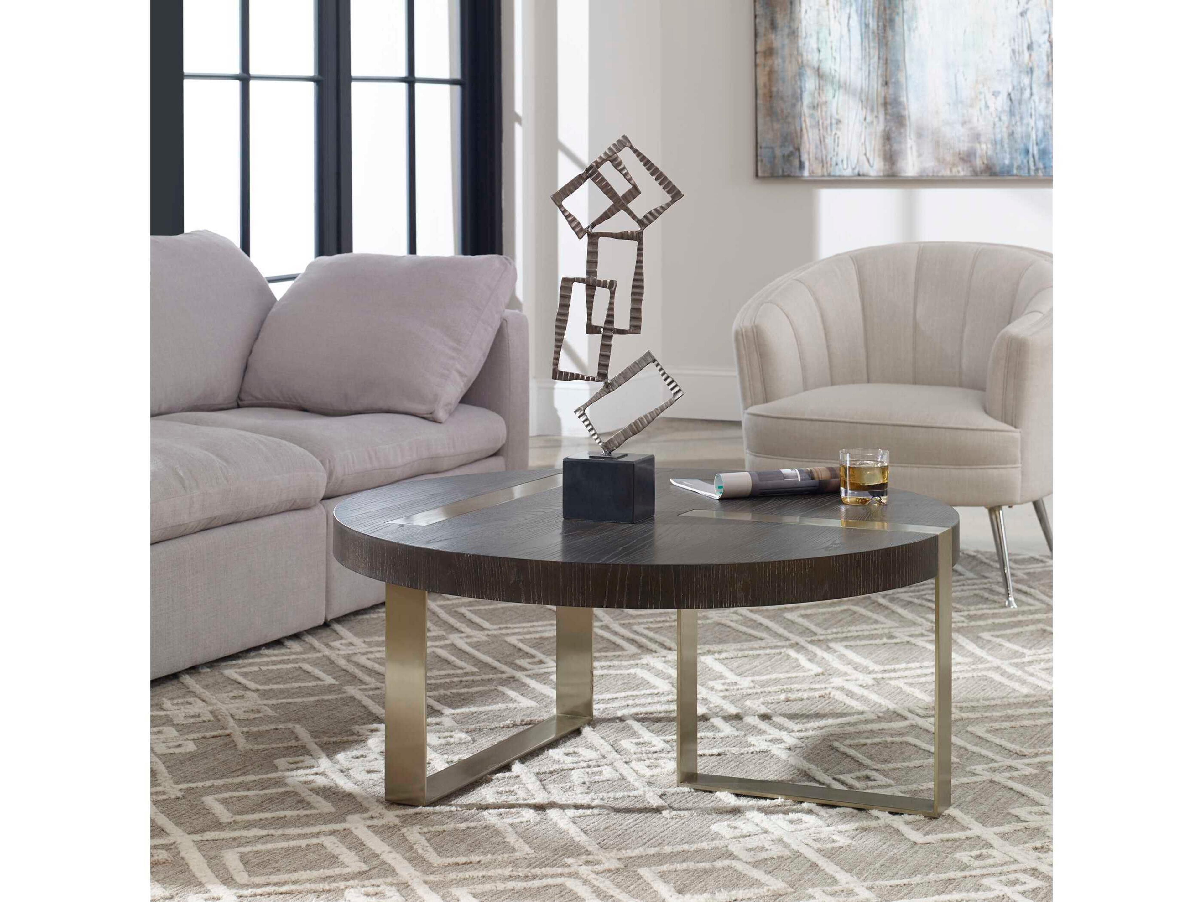 Uttermost Converge Round Wood Ebony Brushed Pewter Coffee Table