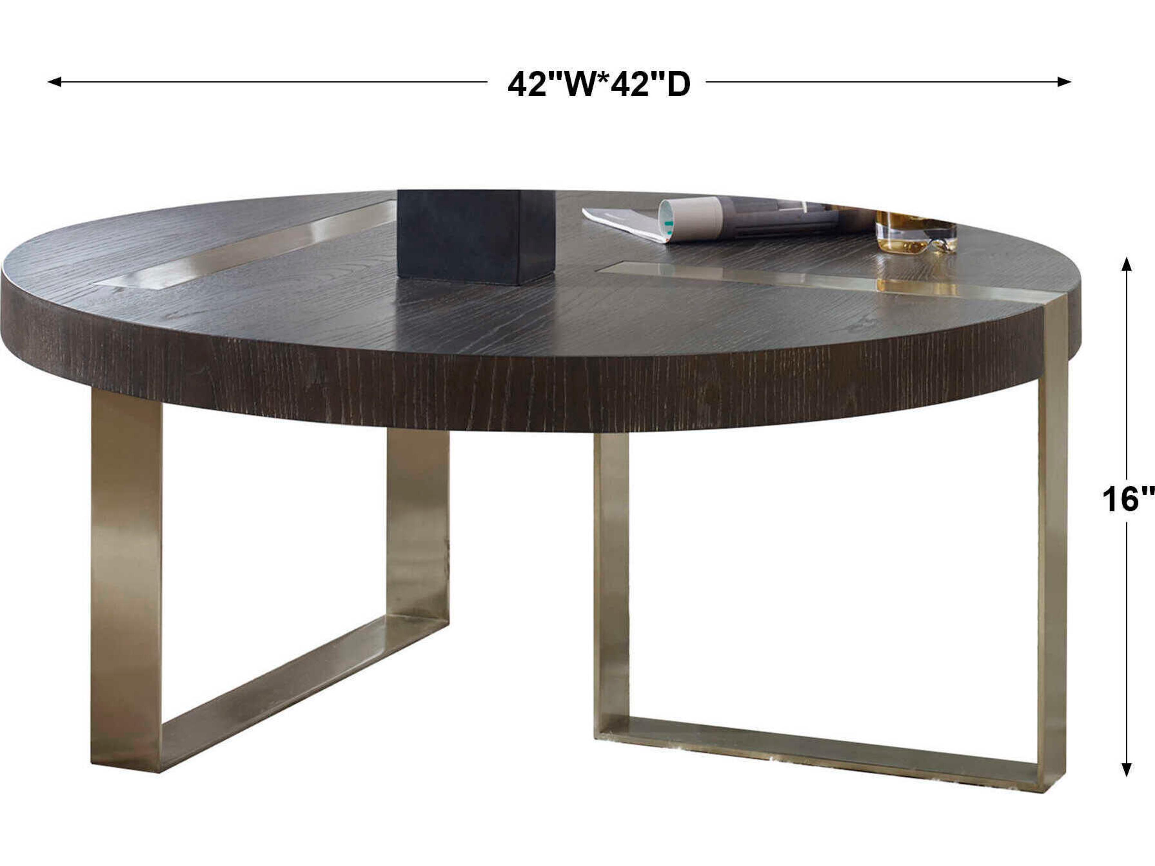 Uttermost Converge Round Wood Ebony Brushed Pewter Coffee Table