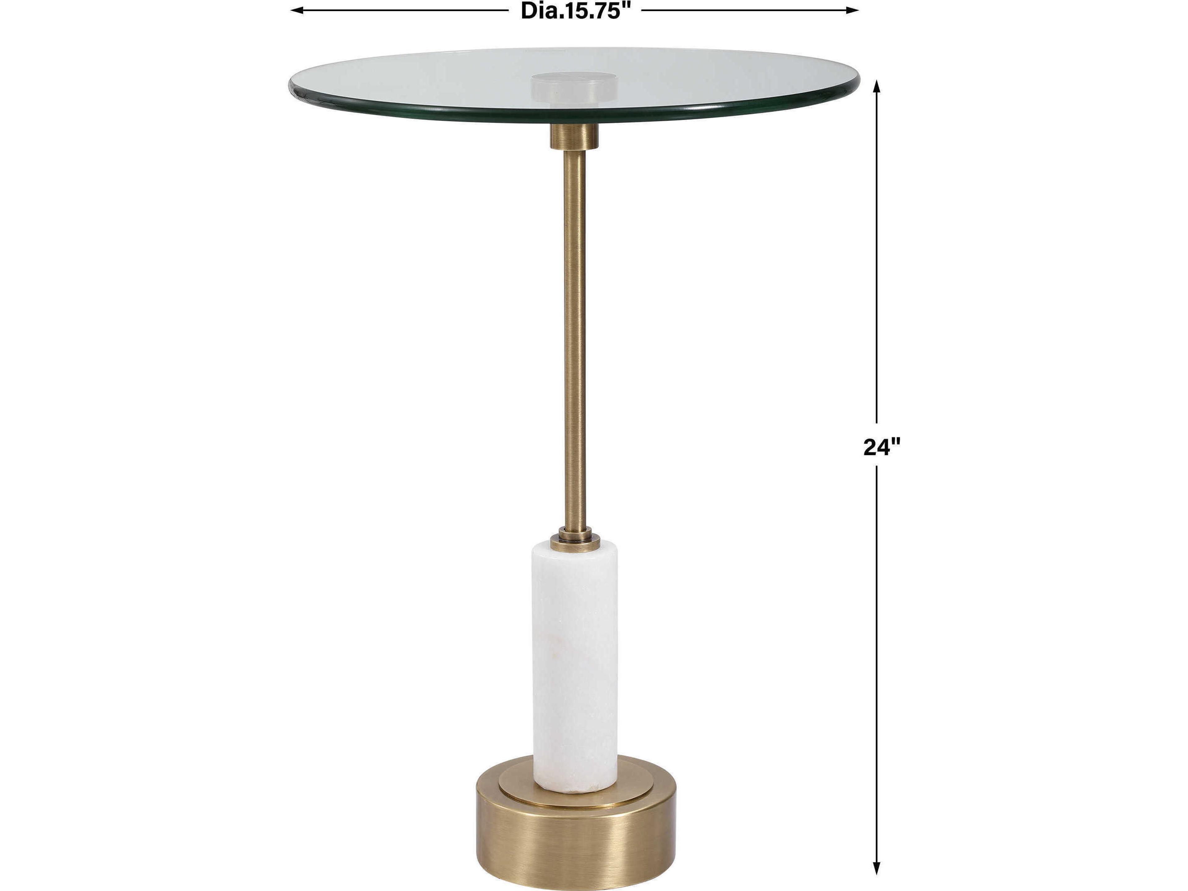 Uttermost Portsmouth Round Glass Brushed Brass End Table