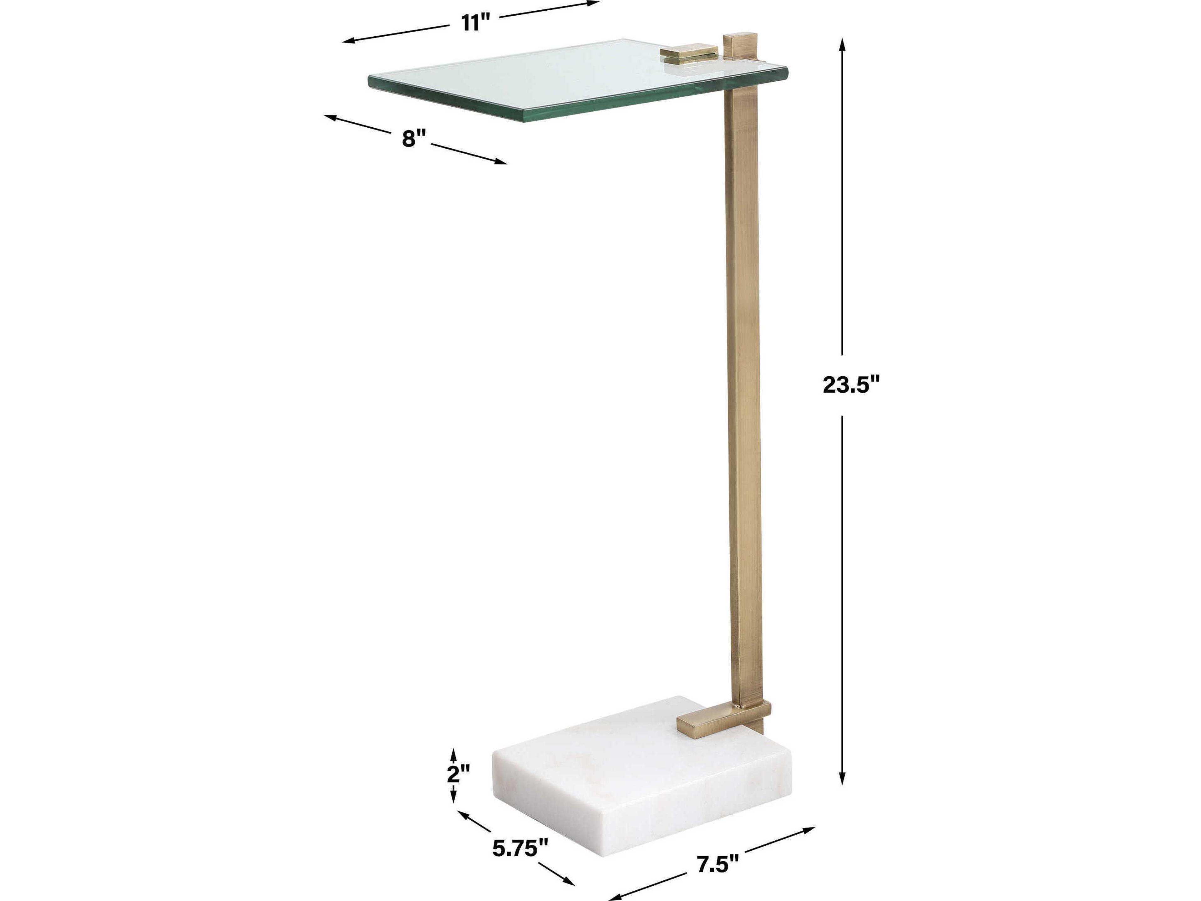 Uttermost Butler Rectangular Glass Brushed Brass White End Table