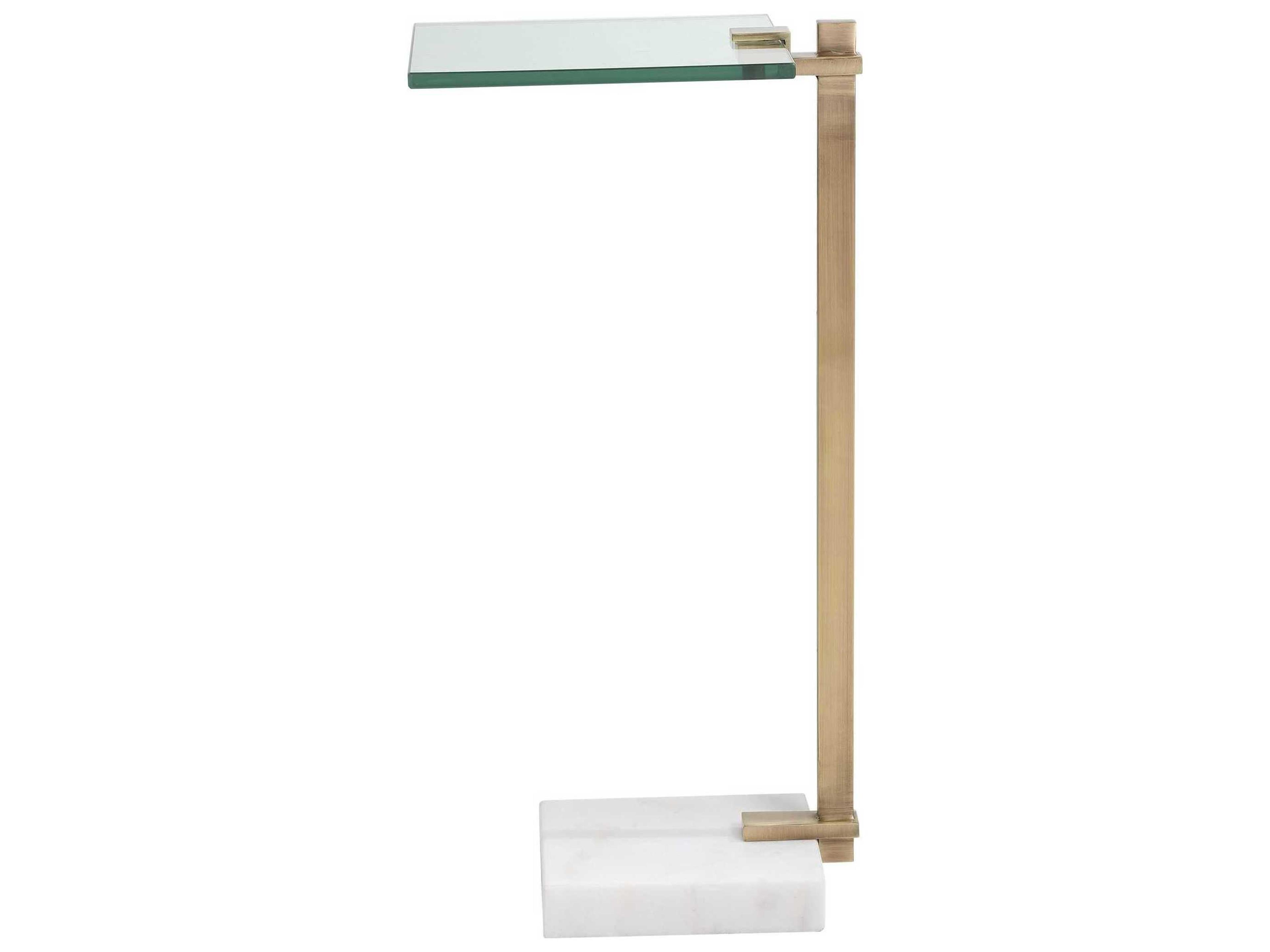 Uttermost Butler Rectangular Glass Brushed Brass White End Table