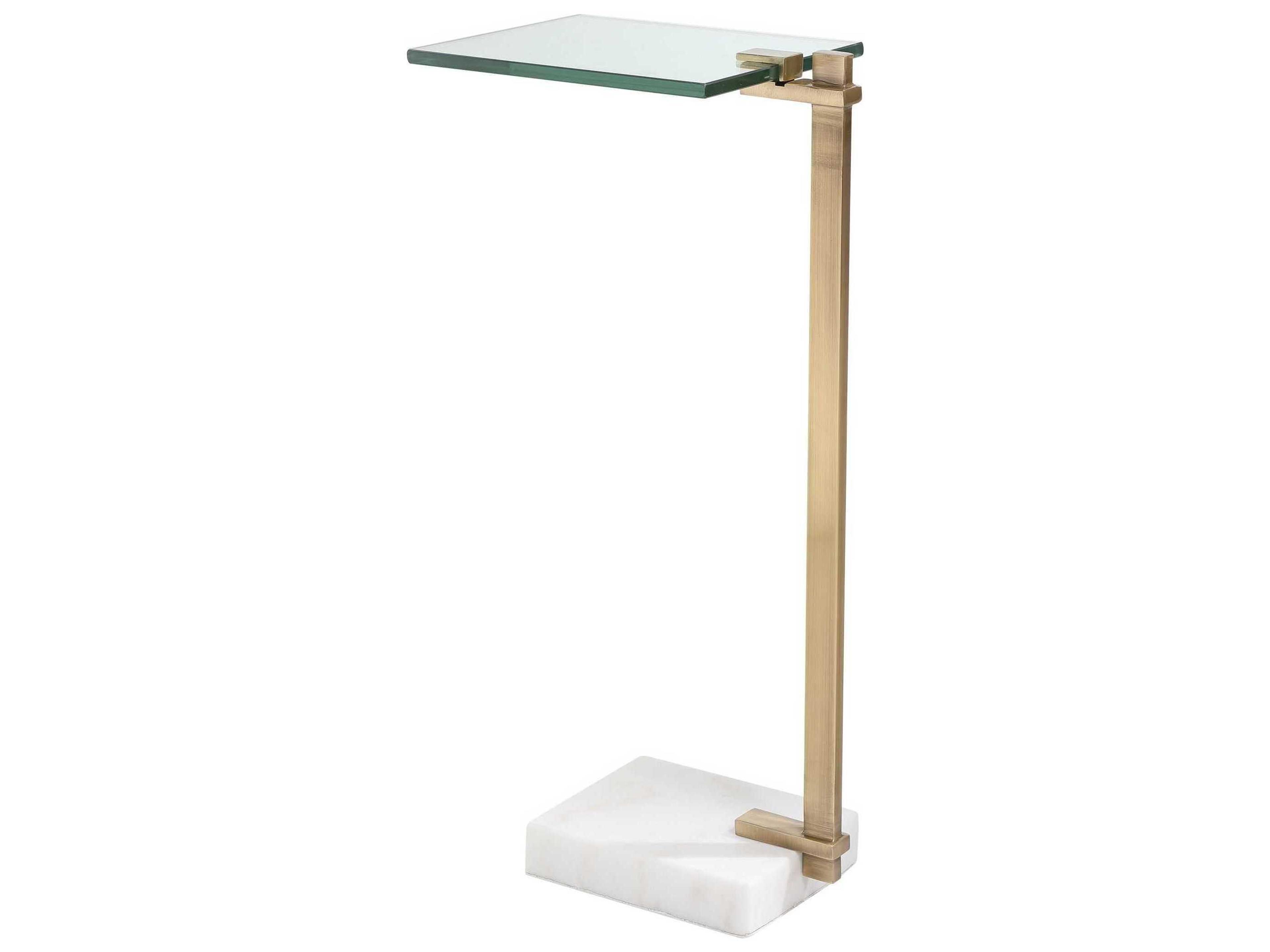 Uttermost Butler Rectangular Glass Brushed Brass White End Table