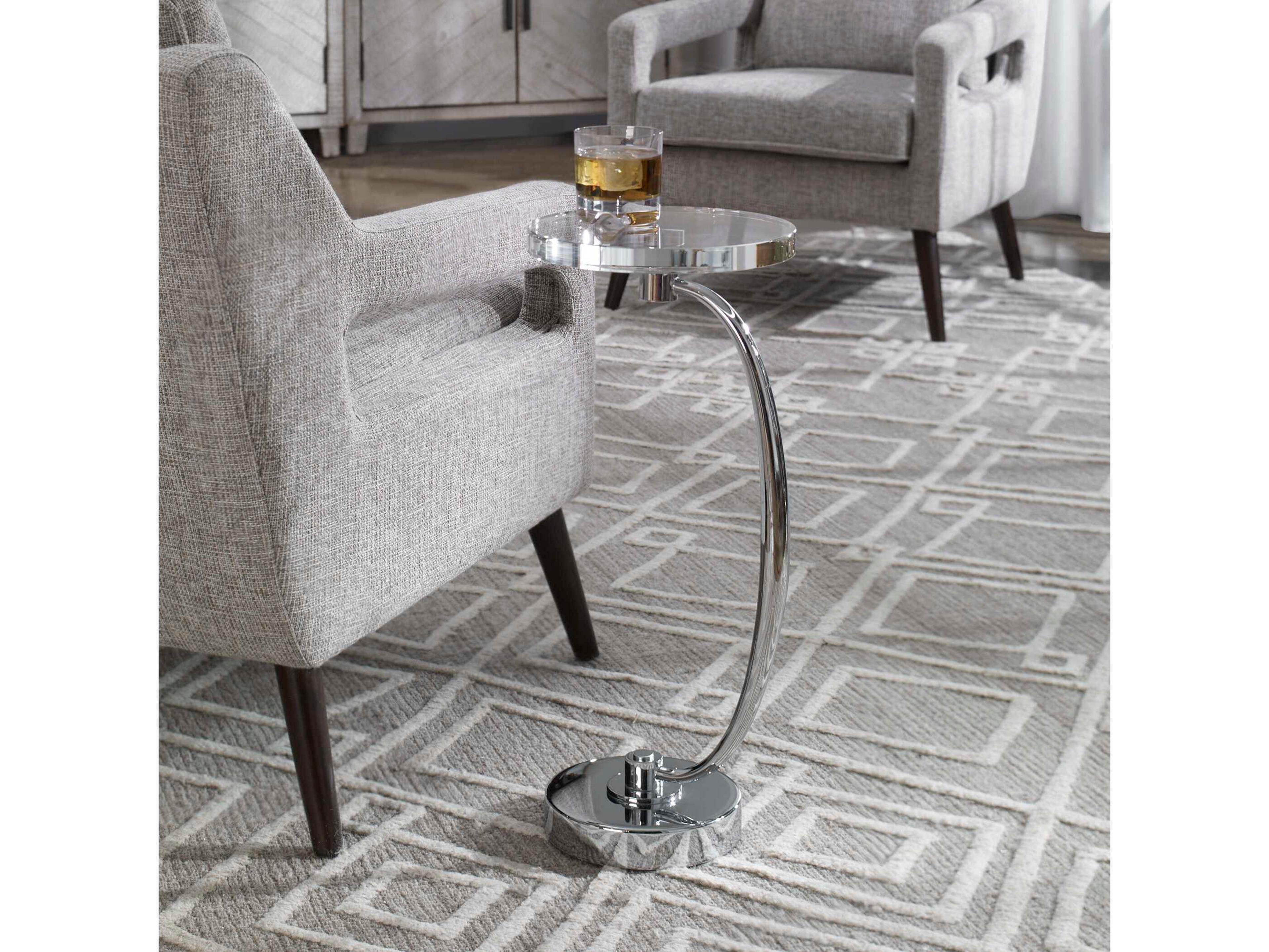Uttermost Waveney Round Glass Polished Nickel End Table