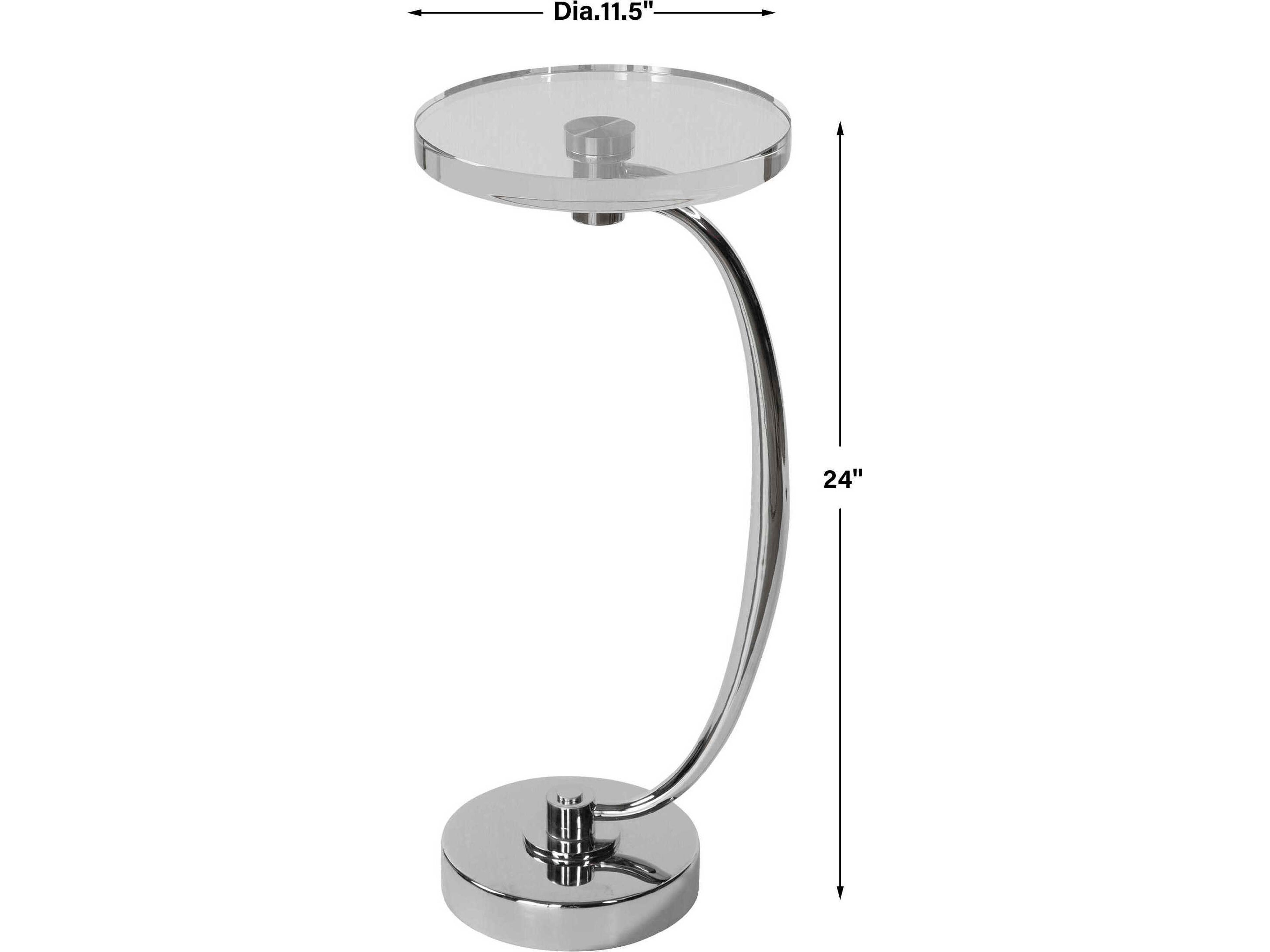 Uttermost Waveney Round Glass Polished Nickel End Table