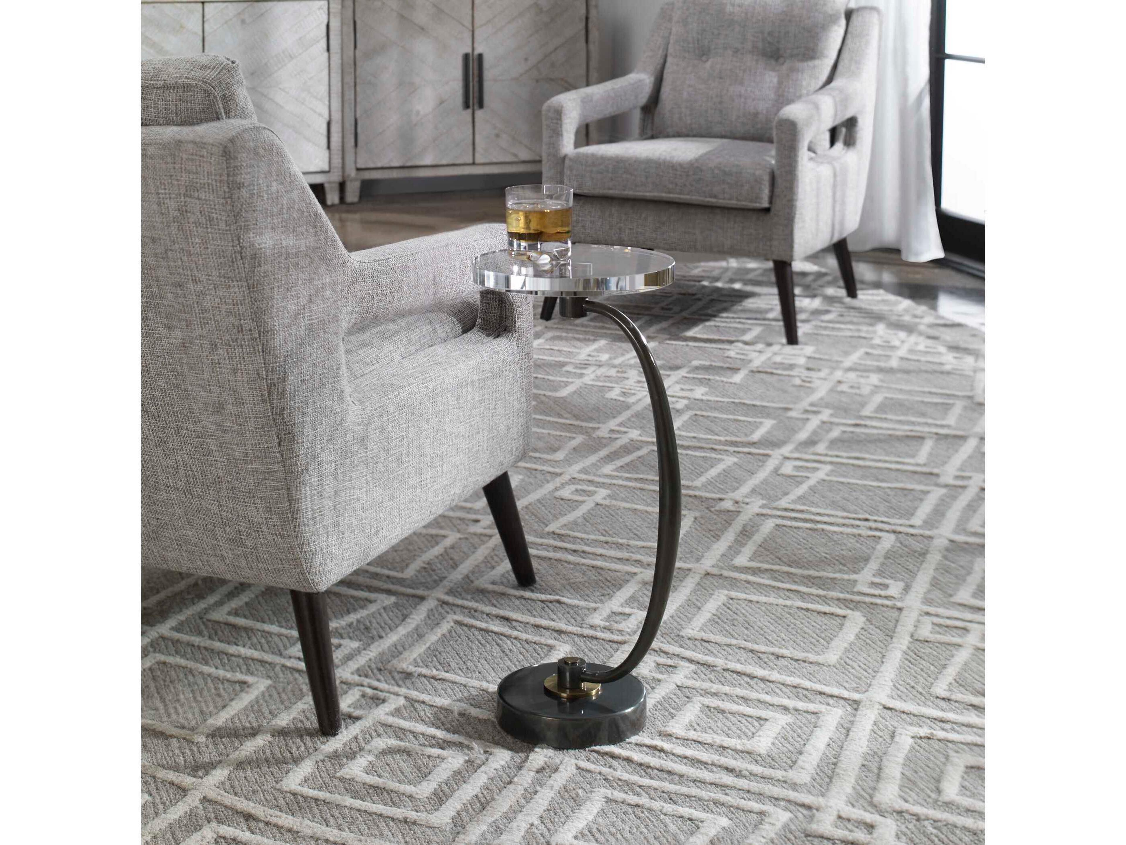 Waveney Round Glass Dark Bronze End Table