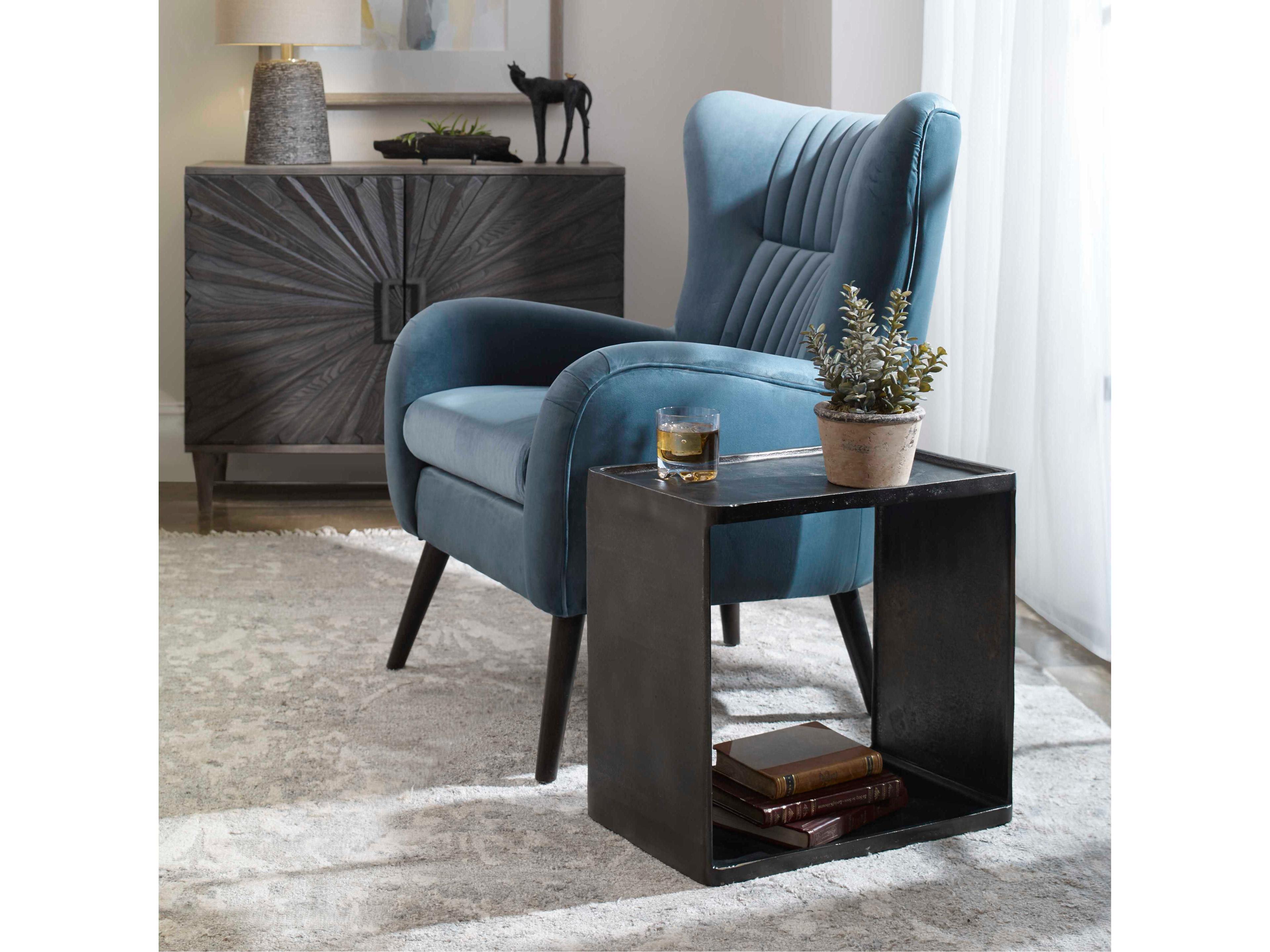 Uttermost Derwent Rectangular Metal Dark Antique Nickel End Table